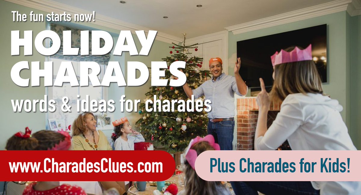Christmas and Holiday Charades Words and Ideas!
Everything you could possibly want for Charades in one place. No apps needed!
#christmasgames #holidaygames #charades
charadesclues.com
