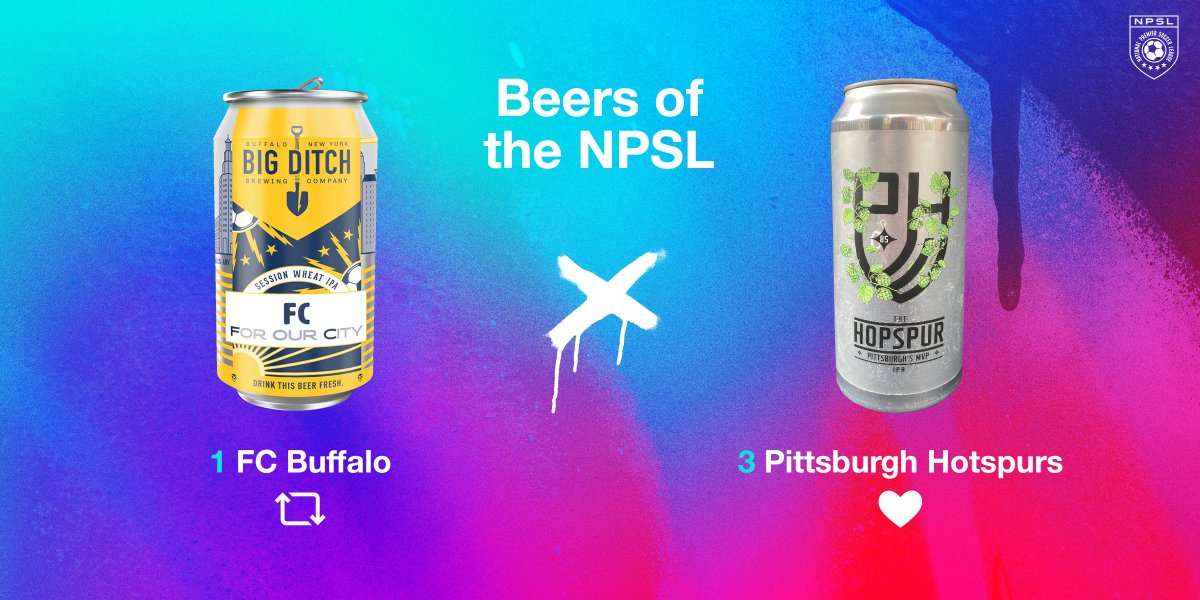 NPSLSoccer's tweet image. Retweet for FC - For our City of @FCBuffalo and @bigditchbrewing to win OR like for HopSpur of @HotspursClub and @HeadleysBrewing to win by 11:59 p.m. ET!