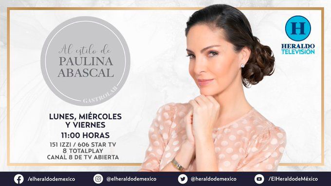 #HeraldoTelevisión I Cocina, entretenimiento y actualidad en #AlEstilo de <a href="/Paulina_Abascal/">Chef Paulina Abascal</a> a las 11:00 am, lunes, miércoles y viernes 📺 

Sigue el programa en el canal 8 de TV abierta, 151 de Izzi, 8 de Totalplay, 606 por Star Tv y 161 de Sky HD

#AHORA➡️ bit.ly/3xqq8YU