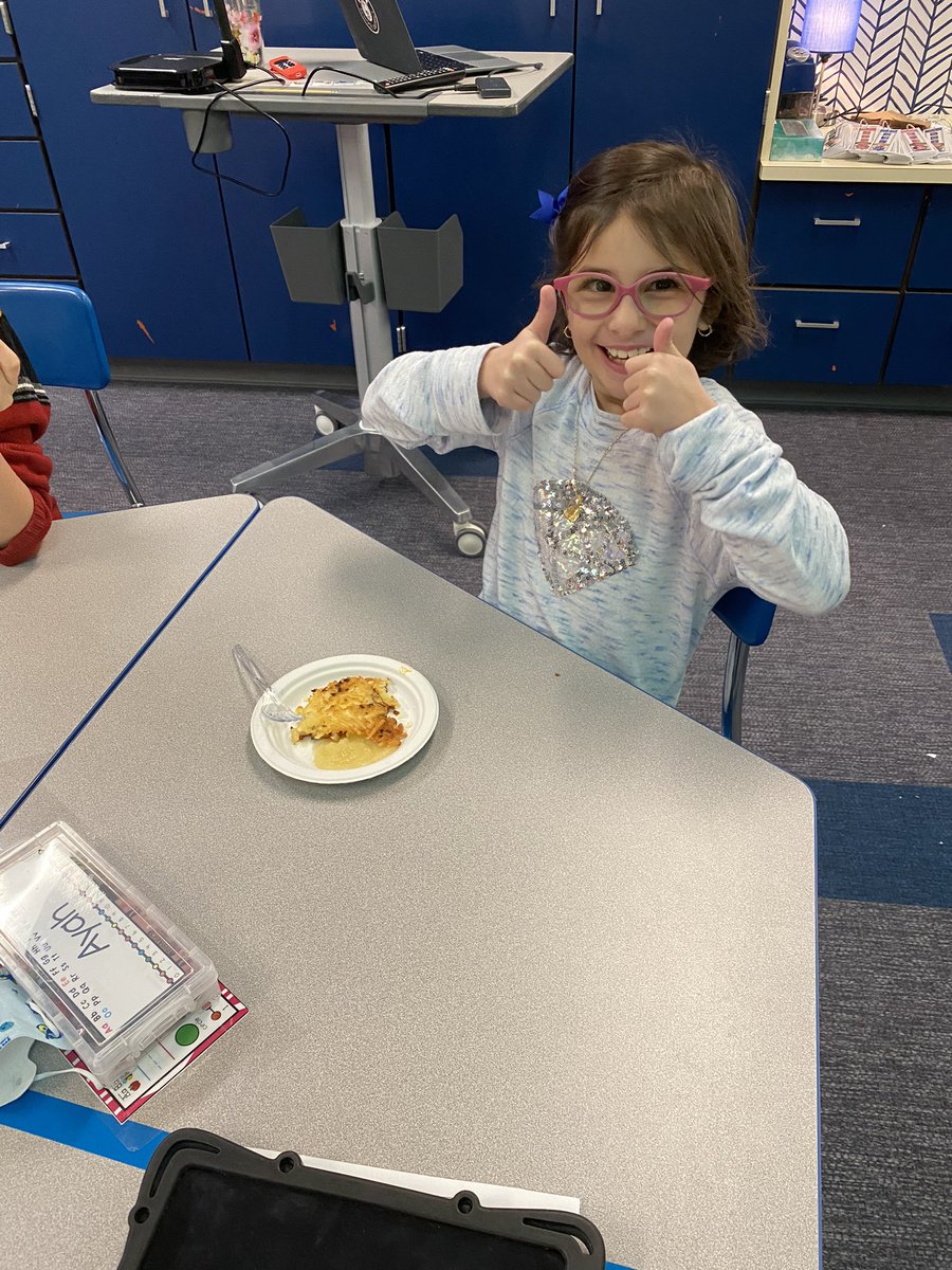 JamiKazdan's tweet photo. Fun Friday in Room 2! We learned about Hanukkah today and made latkes to celebrate 🍽️🤩 #funfriday @WassWolves https://t.co/qbdALUed1E