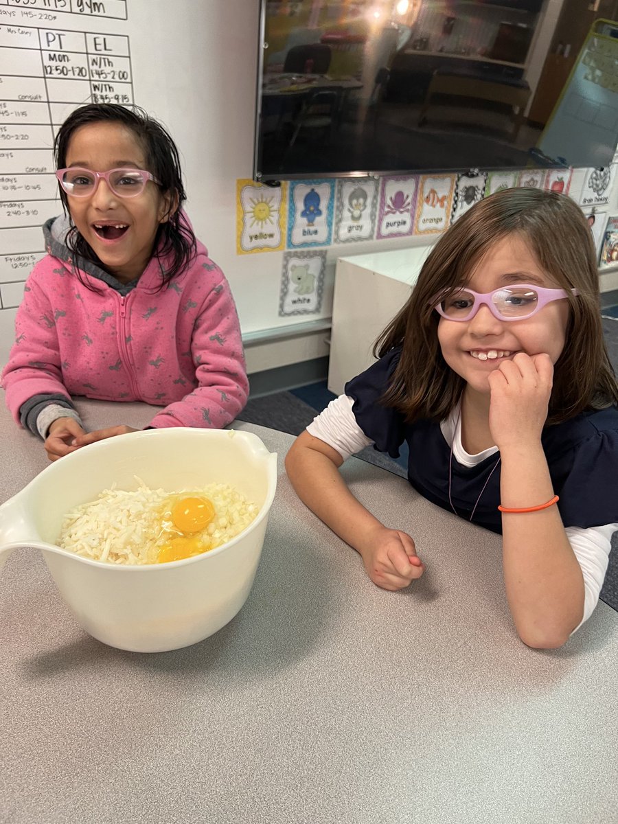 JamiKazdan's tweet photo. Fun Friday in Room 2! We learned about Hanukkah today and made latkes to celebrate 🍽️🤩 #funfriday @WassWolves https://t.co/qbdALUed1E