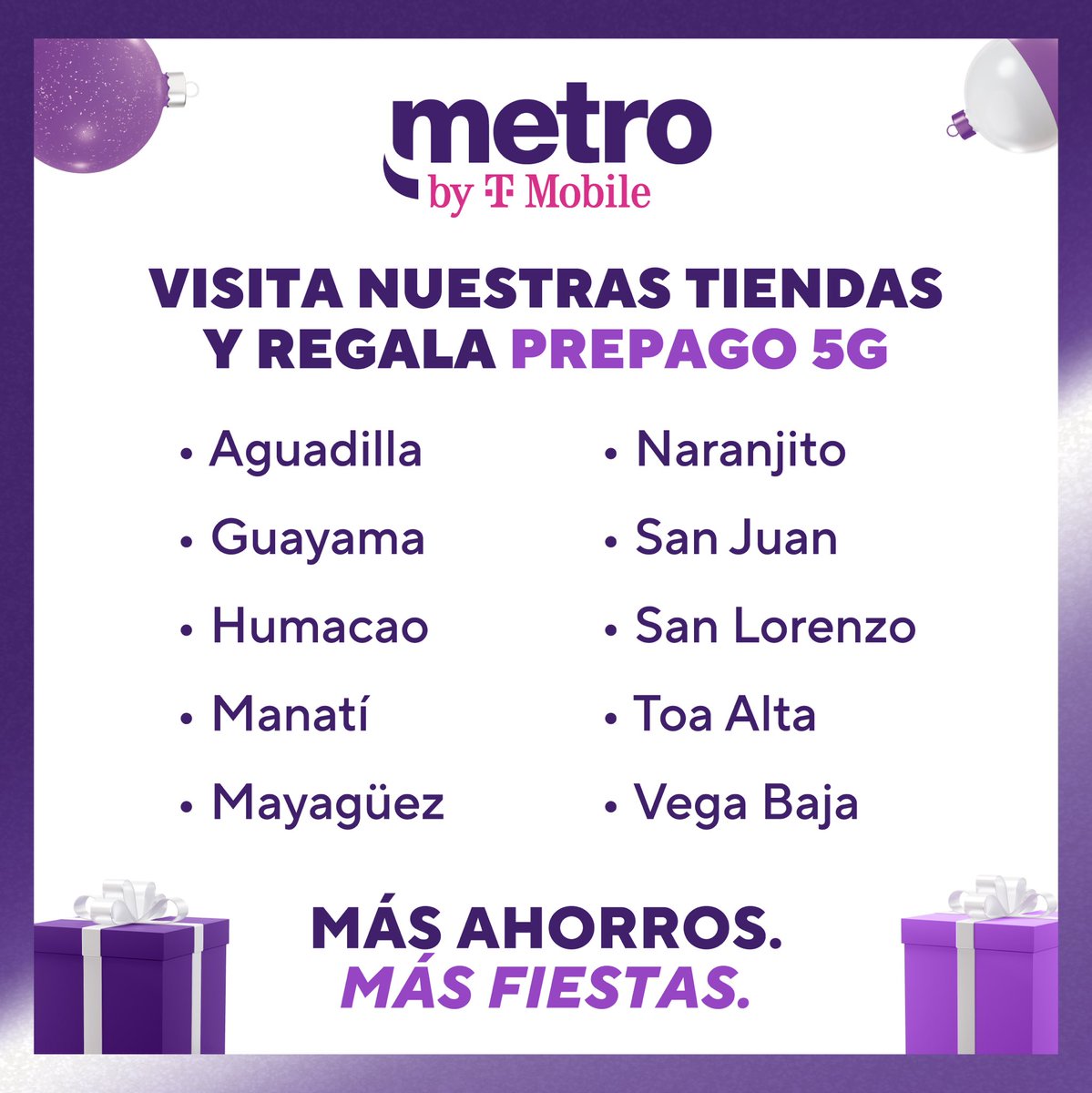 ¡Llegó el momento de activarte en Metro! Visita una de nuestras 11 tiendas alrededor de la isla y disfruta del #Prepago5G. #MásAhorrosMásFiestas