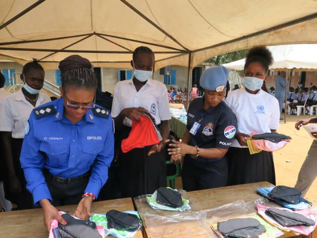 UAidFoundation's tweet photo. Our M &amp; E officer Fatou Jallow who is currently on a UN Peace keeping Mission in South Sudan headed the presentation of 253 reusable sanitary pads to 40 students at Merkolong Senior Secondary School in South Sudan earlier today.
We are proud of you young lady.
#MHSupport https://t.co/WLtCczyq6f