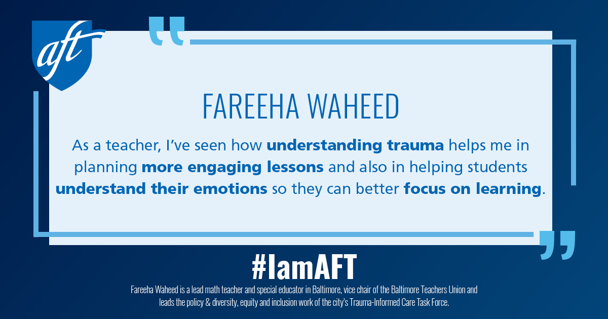 AFTunion's tweet photo. Teachers know #WhatKidsNeed, and teachers who understand trauma and emotions can better make sure every child is learning the best that they can. #IAmAFT You can read this article here: https://t.co/CYzyTdyvjm https://t.co/e6S9SvB2Is