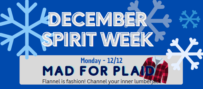 FrostMSVA's tweet photo. 📆 Mark your calendar! Our December Spirit Week begins Monday, 12/12, with Mad for Plaid Day!! #OneFrost #FrostJoy https://t.co/cYptSJGsrV