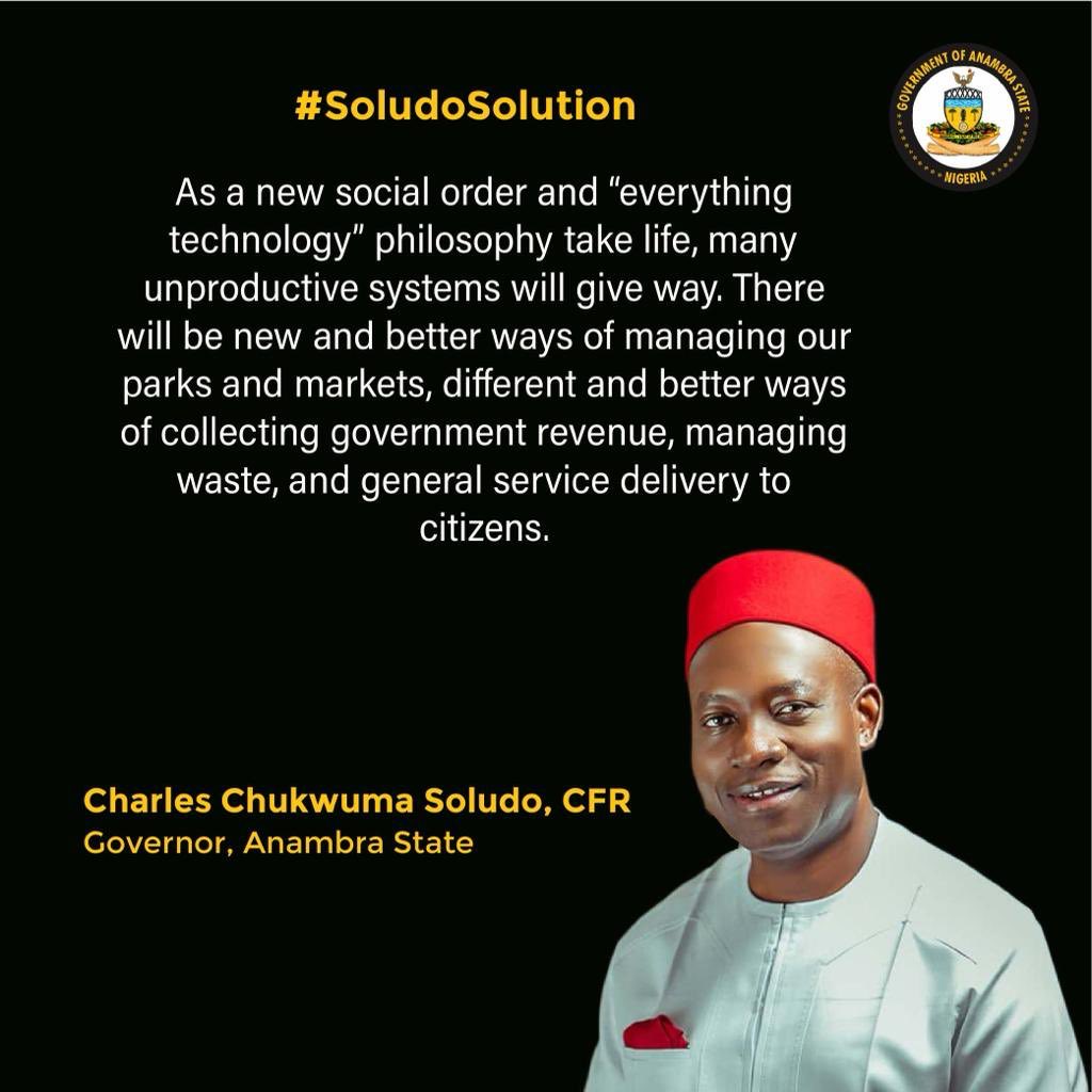 UchePOkoye's tweet photo. #SoludoInOffice “As a New Social Order” and “Everything Technology” philosophy take life, many unproductive systems will give way. https://t.co/RuPMZRbCYE