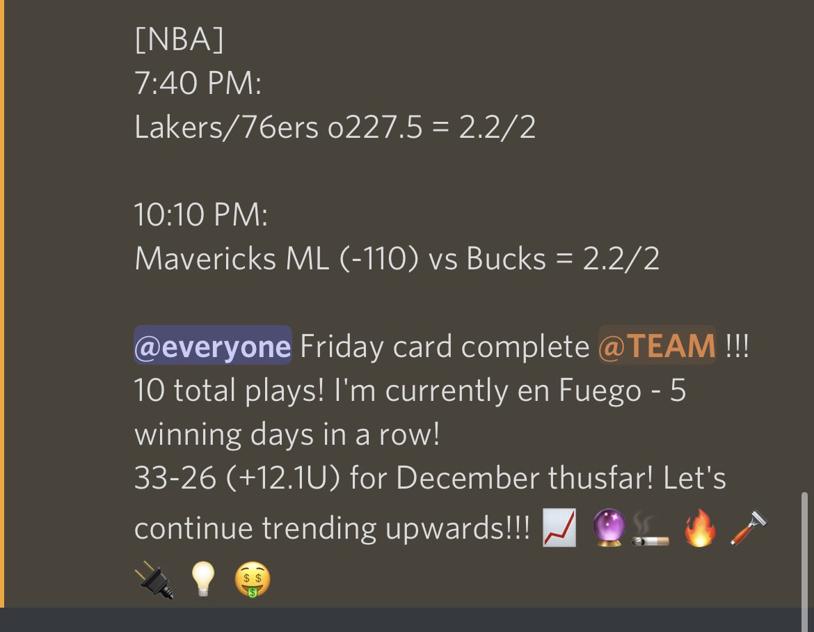 PsychicSportsIn's tweet photo. Rob’s FULL CARD for 12/9 🔮👇 LET’S BUILD OUR BANKROLLS👷‍♂️💰

Join us for #FreePicks daily on discord: https://t.co/LzCTM1NZG3 💸

 #GamblingTwitter #NHL #NBA #WorldCup #NCAAF #WorldCup2022 #BettingTwitter #SportsGambling #PMSLive #hammerDAHN #NJBets #Qatar2022 #CFBPicks https://t.co/kr1OGtwLsK