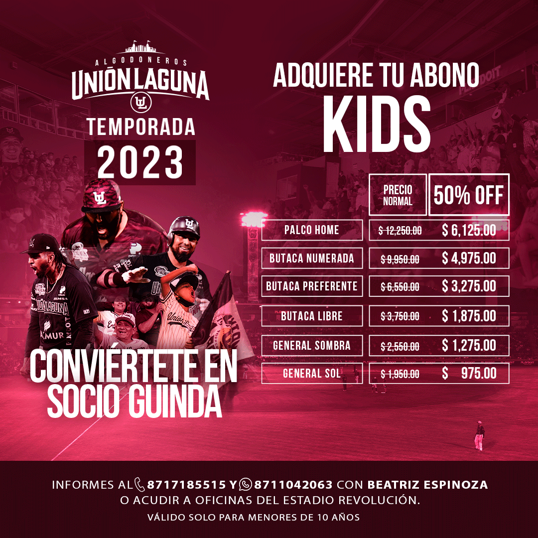 AlgodonerosUL's tweet photo. Los más pequeños de casa, también merecen ser #SocioGuinda
Ven por su abono y asegura su lugar para cada uno de los juegos de la temporada 2⃣0⃣2⃣3⃣
Te esperamos en oficinas del estadio o mándanos whats 📲https://t.co/qroAq0A4eC
#PoderGuinda 👊⚡️ https://t.co/zTlQugLLLV