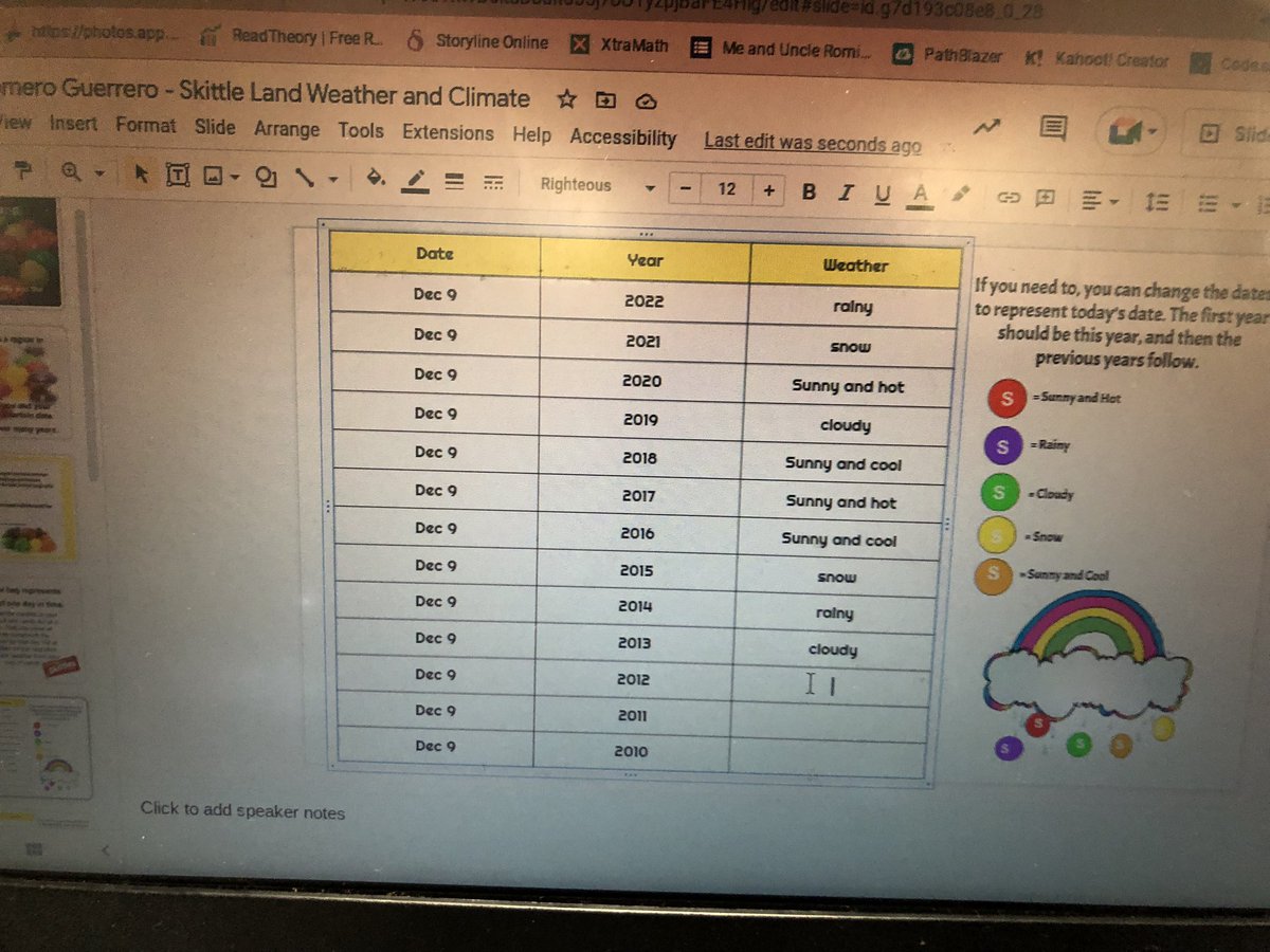 kmclay's tweet photo. How does one teach climate? With skittles!! Students learn about climatology and how climate is determined with data tracking #iteach @spmeagles @MagnetSidi https://t.co/XQ5cs80ALH