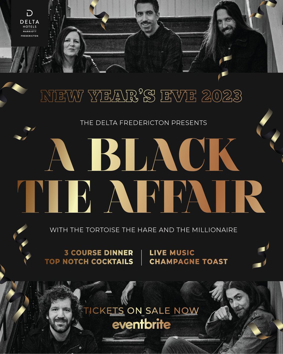 DeltaFRE's tweet photo. There's only 23 days 'til we countdown to 2023! 🥂🎉 We're throwing a Black Tie Affair this New Year's Eve with @THTMBand that you don't want to miss. 🎟️ Tickets: https://t.co/RGwftaLdlb

#Fredericton #DowntownFredericton #YFC https://t.co/k3qGHJ6bxK