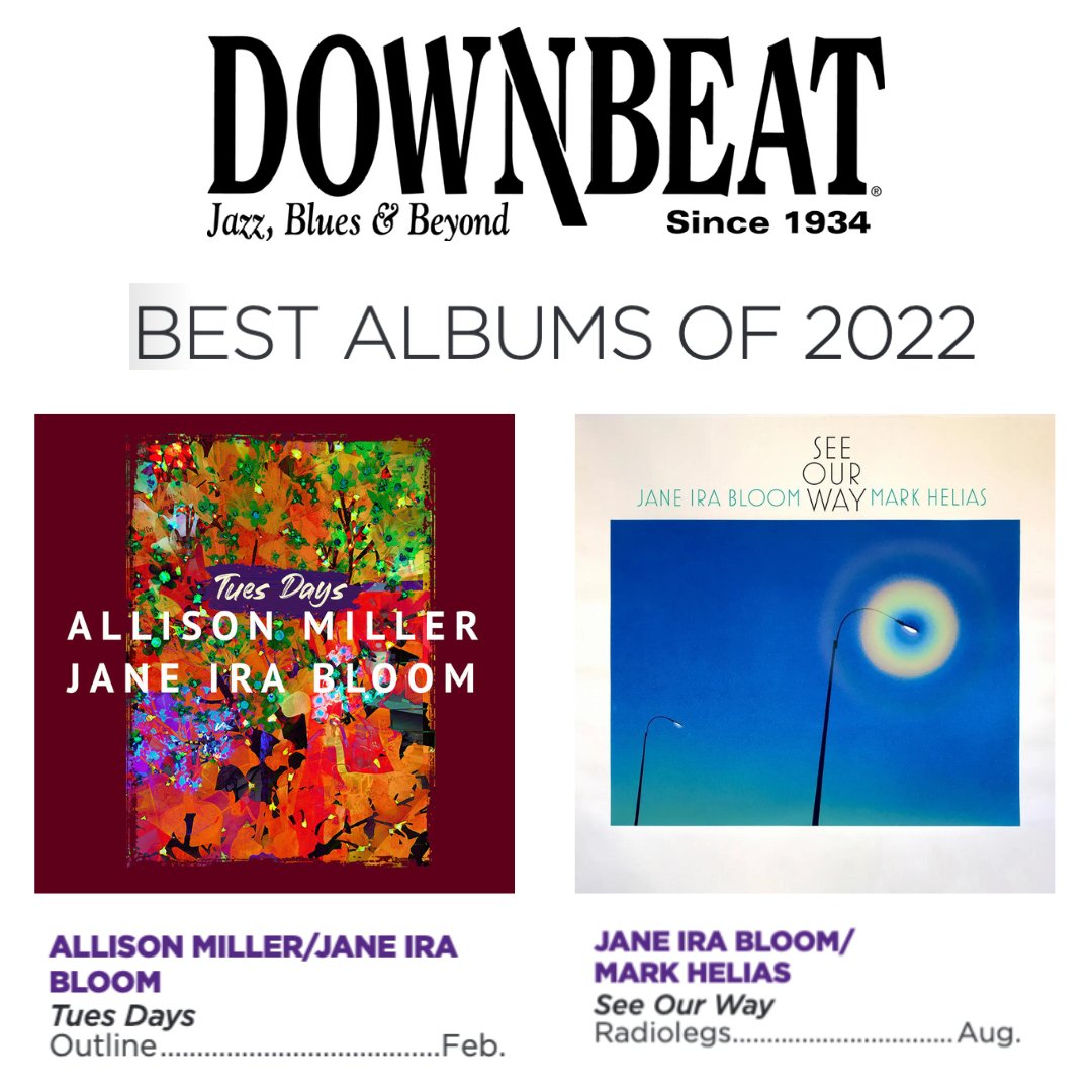 Jane Ira Bloom (@janeirabloomsax) on Twitter photo 2022 was a good year for duets thanks to #MarkHelias and <a href="/alliboomboom/">Allison Miller</a>
See Our Way and Tues Days are in <a href="/DownBeatMag/">DownBeat Magazine</a>'s Best Albums of 2022!
markhelias.bandcamp.com/album/see-our-…
allisonmiller.bandcamp.com/album/tues-days 2022 was a good year for duets thanks to #MarkHelias and <a href="/alliboomboom/">Allison Miller</a>
See Our Way and Tues Days are in <a href="/DownBeatMag/">DownBeat Magazine</a>'s Best Albums of 2022!
markhelias.bandcamp.com/album/see-our-…
allisonmiller.bandcamp.com/album/tues-days