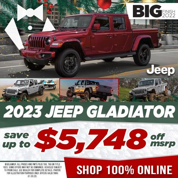JimButlerCDJR's tweet image. Who else thinks teh 2023 #JeepGladiator would make a perfect sleigh? 🤔🎅🎁

Save thousands on an all-new Gladiator at Jim Butler CDJR during the #BigFinishSalesEvent! bit.ly/3UAIulo

#BigFinish2022 #Gladiator #2023JeepGladiator #Sleigh
