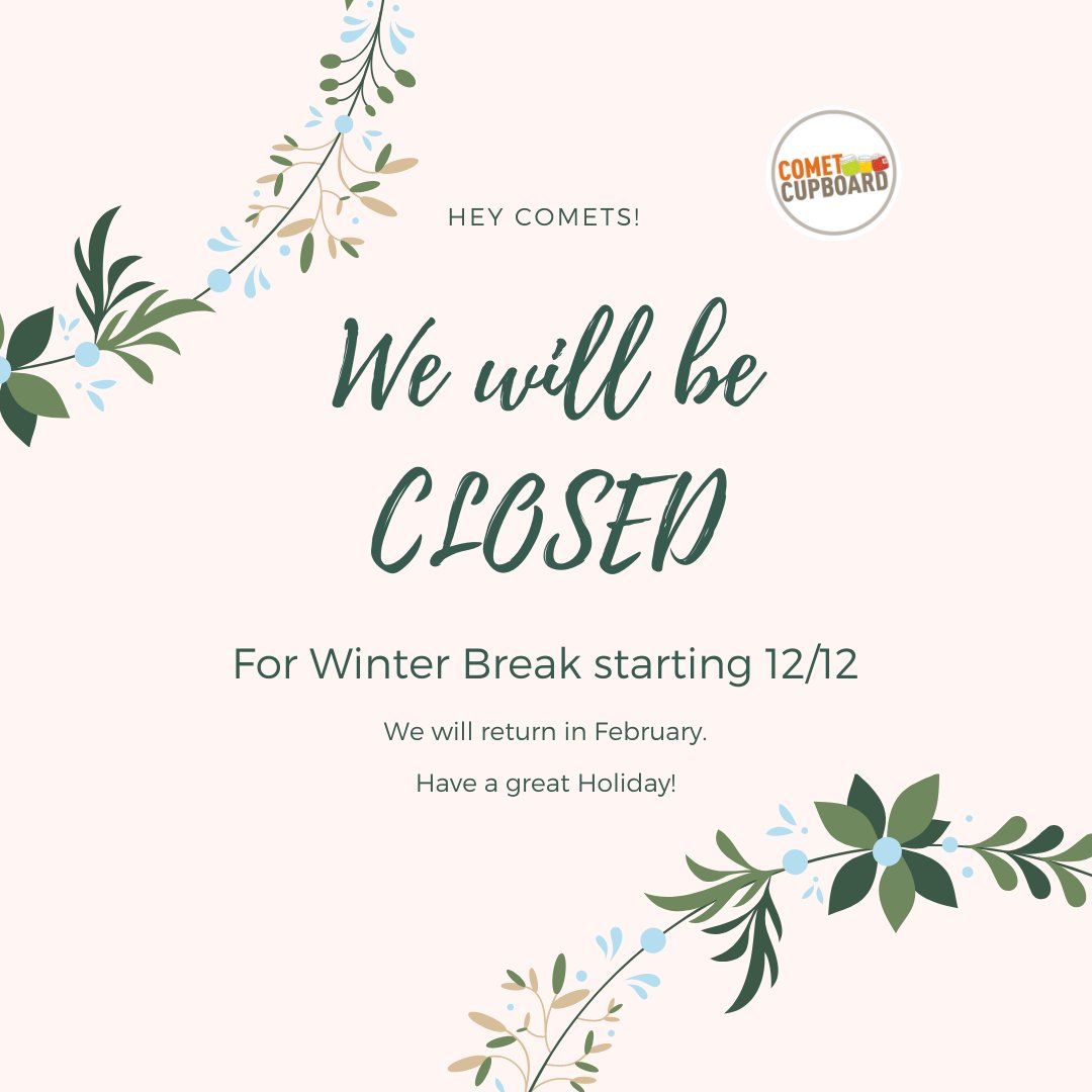 We will be closed next week! Please email us for any emergency food needs!
#HungerFreeUTD