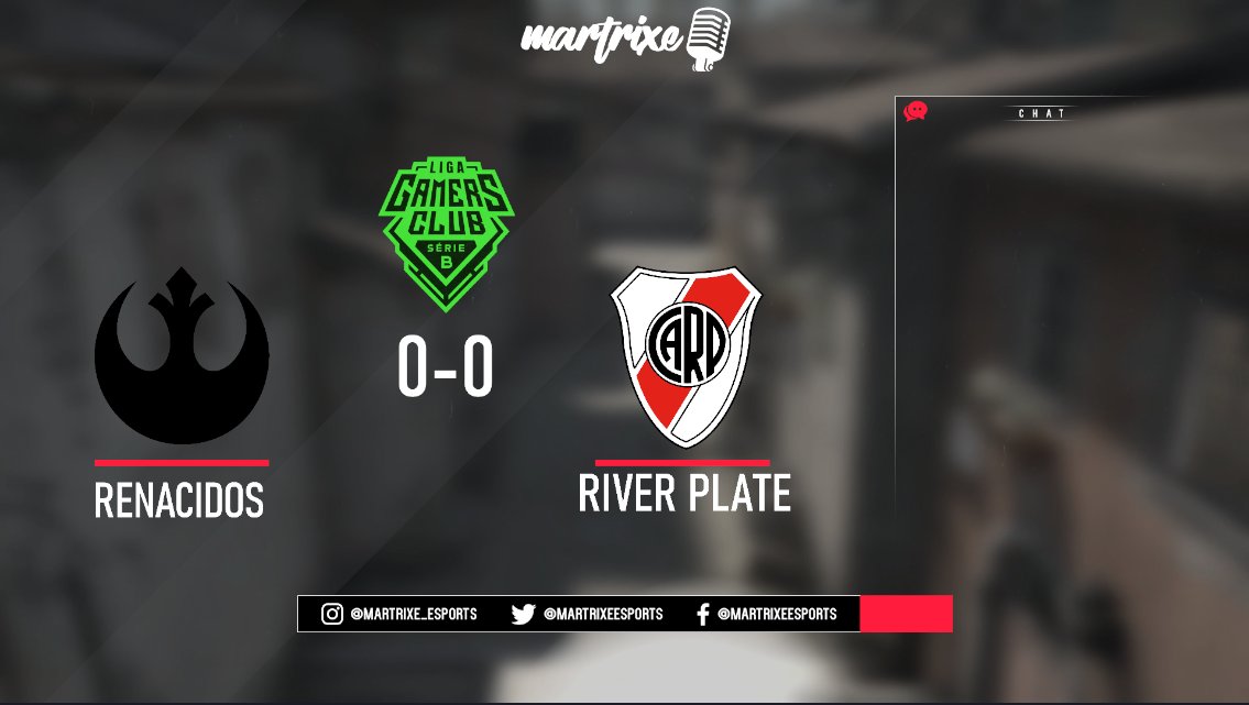 ¡Hoy tenemos partido de CSGO en el canal!

🇨🇱Renacidos🆚🇦🇷<a href="/RiverPlateGames/">River Plate Gaming</a> 
🕒18:00 hr🇨🇱🇦🇷
🏆Serie B <a href="/GamersClubCSes/">Gamers Club Counter-Strike ES</a> 

📺twitch.tv/martrixe

Mucha suerte chicos <a href="/pinozin/">Pinozin</a> <a href="/Benja1g/">Benjamin</a> <a href="/DOPWEEK/">Nicolás Núñez</a> <a href="/sebapavezz/">Seba</a> <a href="/Btz1n1/">Btz1n</a> <a href="/segeRcs/">segeR</a> <a href="/freaakkz/">frkz</a> 💪