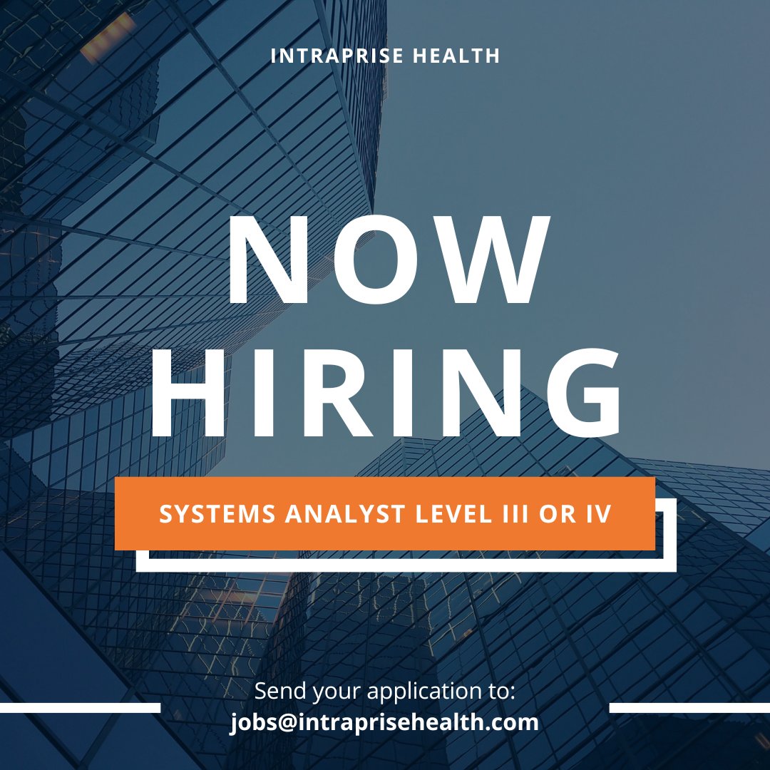 Intraprise Health is looking for a Systems Analyst Level III or IV to join our team! Check out the job description and submit your resume on our website: intraprisehealth.com/systems-analys…
