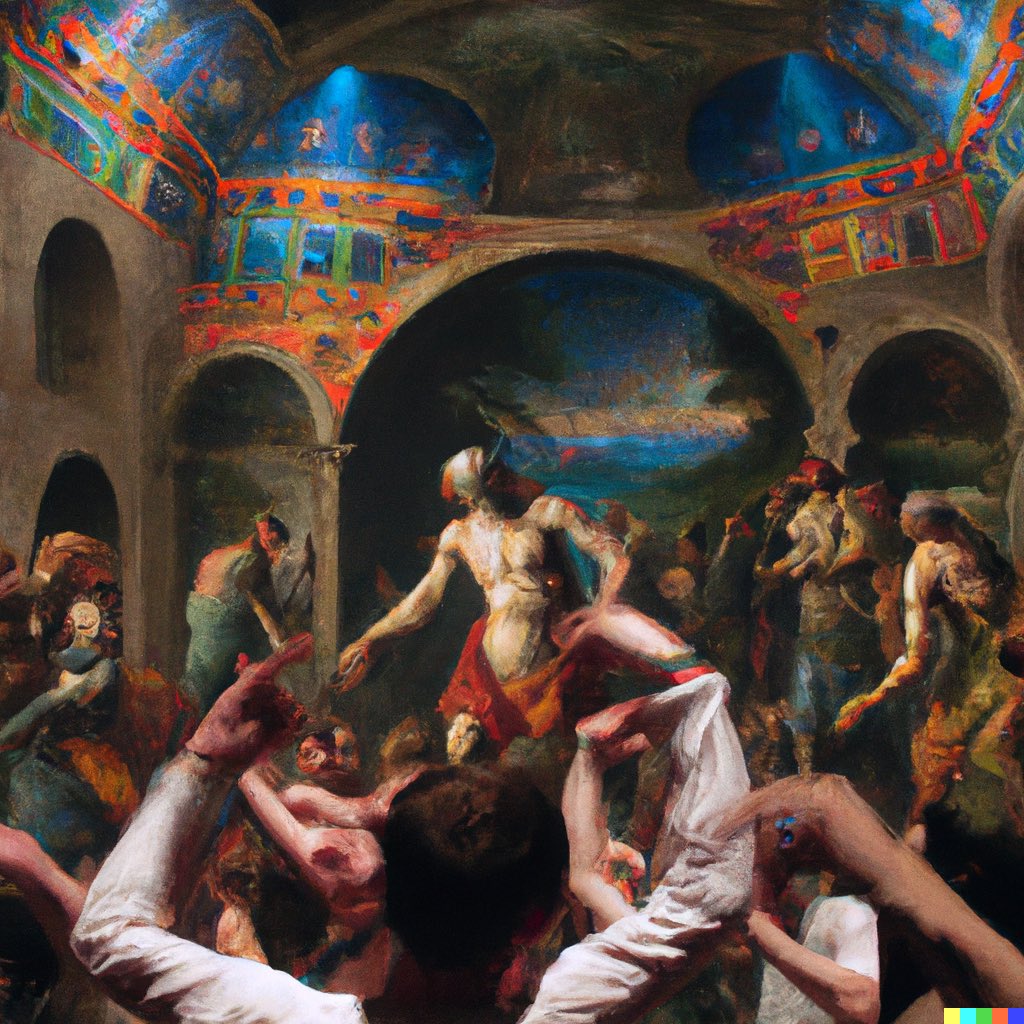 STS9's tweet image. What is the dream? Do we dream together? Are we asleep? 🧠✨ 

We put the words, themes, and concepts behind our New Year's event 'The Human Dream' into OpenAI’s DALL·E 2 to see what AI-generated art would come together - check out some of the highlights!