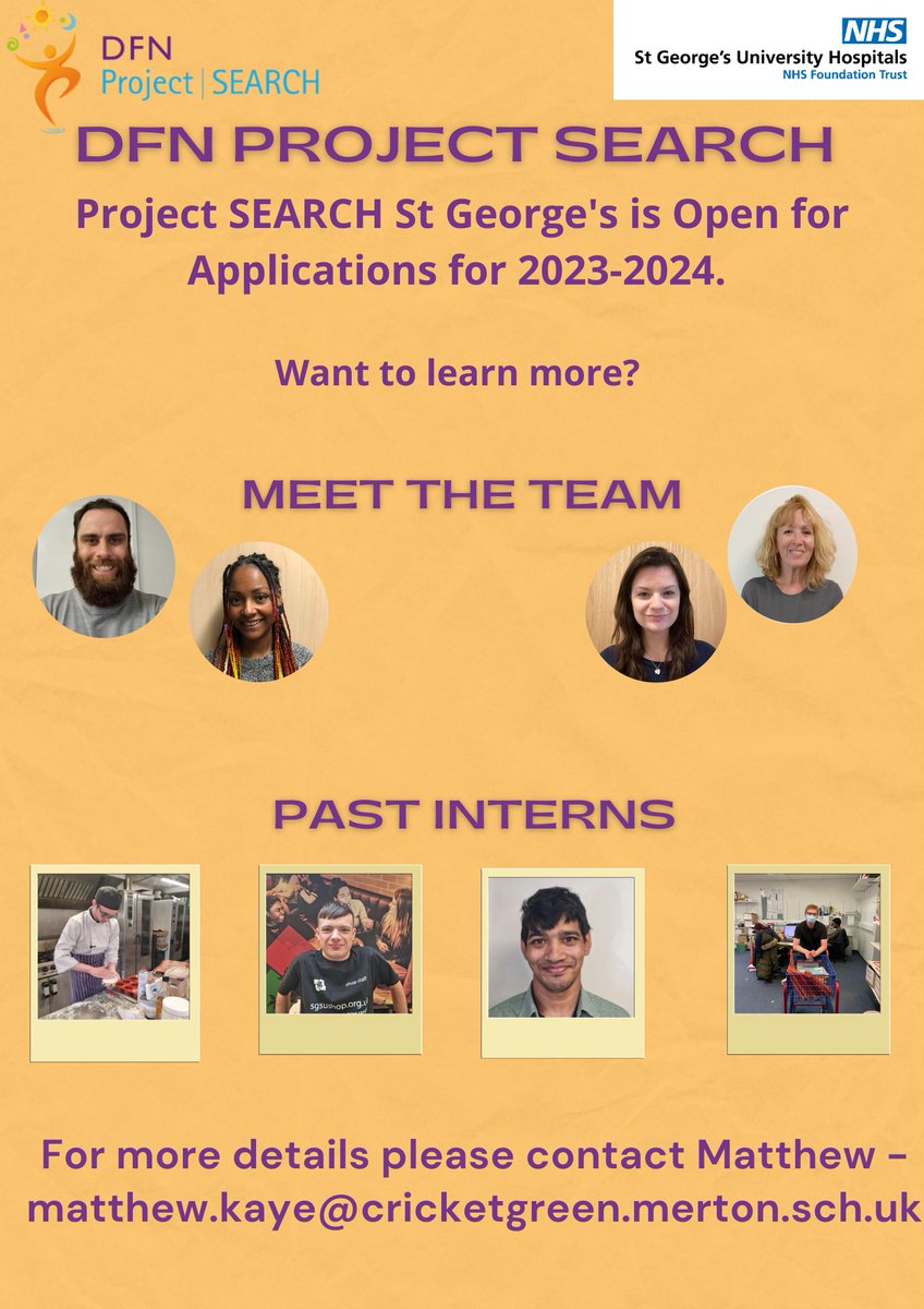 Looking forward to welcoming new Interns next year @StGeorgesTrust. We are now accepting applications for 2023-2024. Apply Now!#inclusionrevolution  #DFNProjectSearch #ProjectSearch #Newyear #Disabilityinclusion #audhd #autismawareness #disabilityawareness #London #NHS