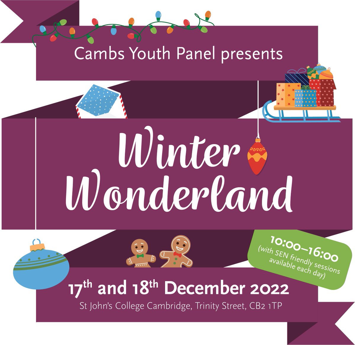 cambsyouthpanel's tweet image. Big announcement! Next weekend will be our very first Winter Wonderland event! This event is designed for young families and includes a special Father Christmas grotto. We particularly want to reach children in hardship who might not have a lot to look forward to this year. 1/4
