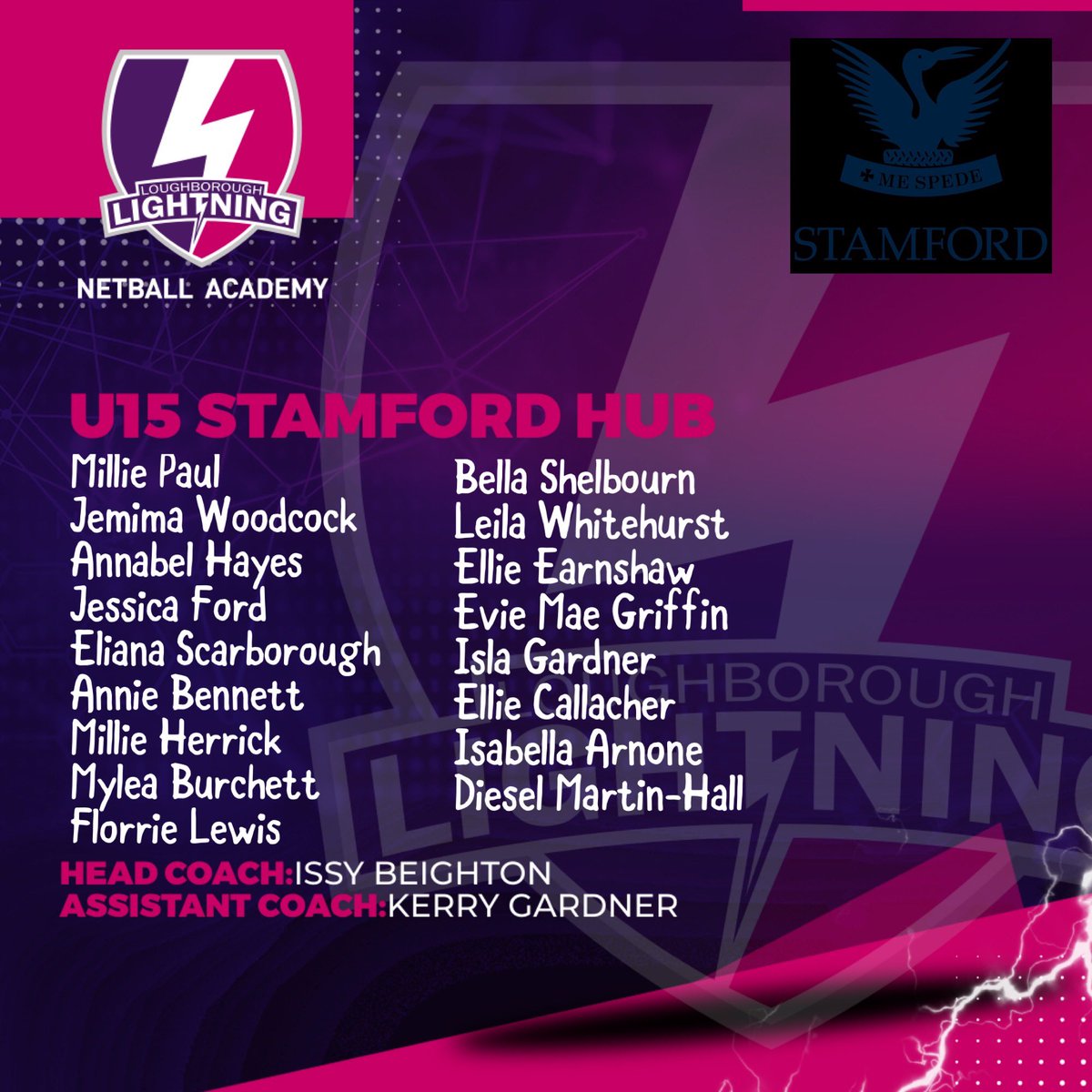 Lightning_Acad's tweet photo. This week we meet out Stamford hub 👋

Our U15 and U17 girls are based at @SportsCentreSES and get together weekly to get the #lightningexperience ⚡️ Well done to all athletes and coaches 💜 https://t.co/JuN0DQiDo6