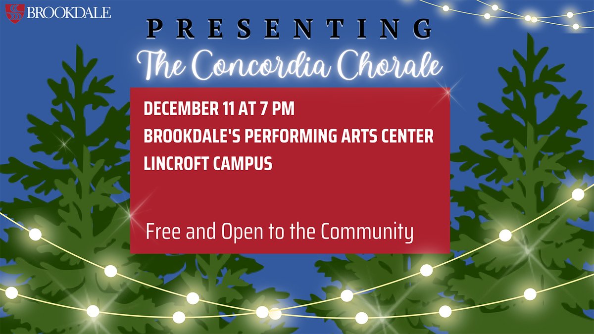 BrookdaleCCNews's tweet photo. Join us for a night of music with Brookdale's Concordia Chorale

📌 December 11
📌 7 PM
📌 Brookdale Performing Arts Center

This event is free and open to the public https://t.co/SKjNm8JCJu
