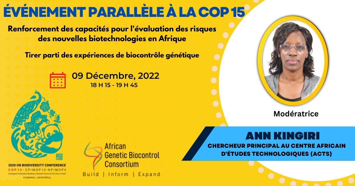 AfriqueGeneBio's tweet photo. Ann Kingiri, Chargée de recherche principale @African Centre for Technology Studies sera la modératrice de cet événement parallèle à la COP15 à Montréal, Canada. 

#RiskAssessment

Pour plus d'informations : https://t.co/9p9Z6JHOBJ https://t.co/co3DClnn0T