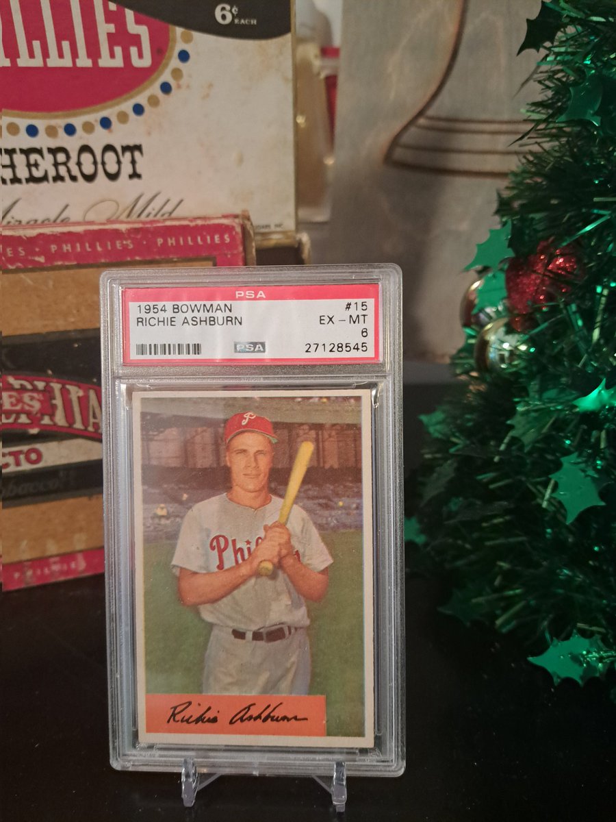 PhantasyWhiz's tweet image. 12 Days of @Phillies #Hobby 🎄#11to11 auctions Day 1.  Number 1 Richie Ashburn. 1954 Bowman #PSA 6.  Opening bid $24.99.  Shipping included.   Retweet and share and Thank You 
@CardsStory @jgilchrist0110 #Hobby #hobbyretweet @HobbyConnector @HobbyRetweet_ @Irishshwn71 #Vintage