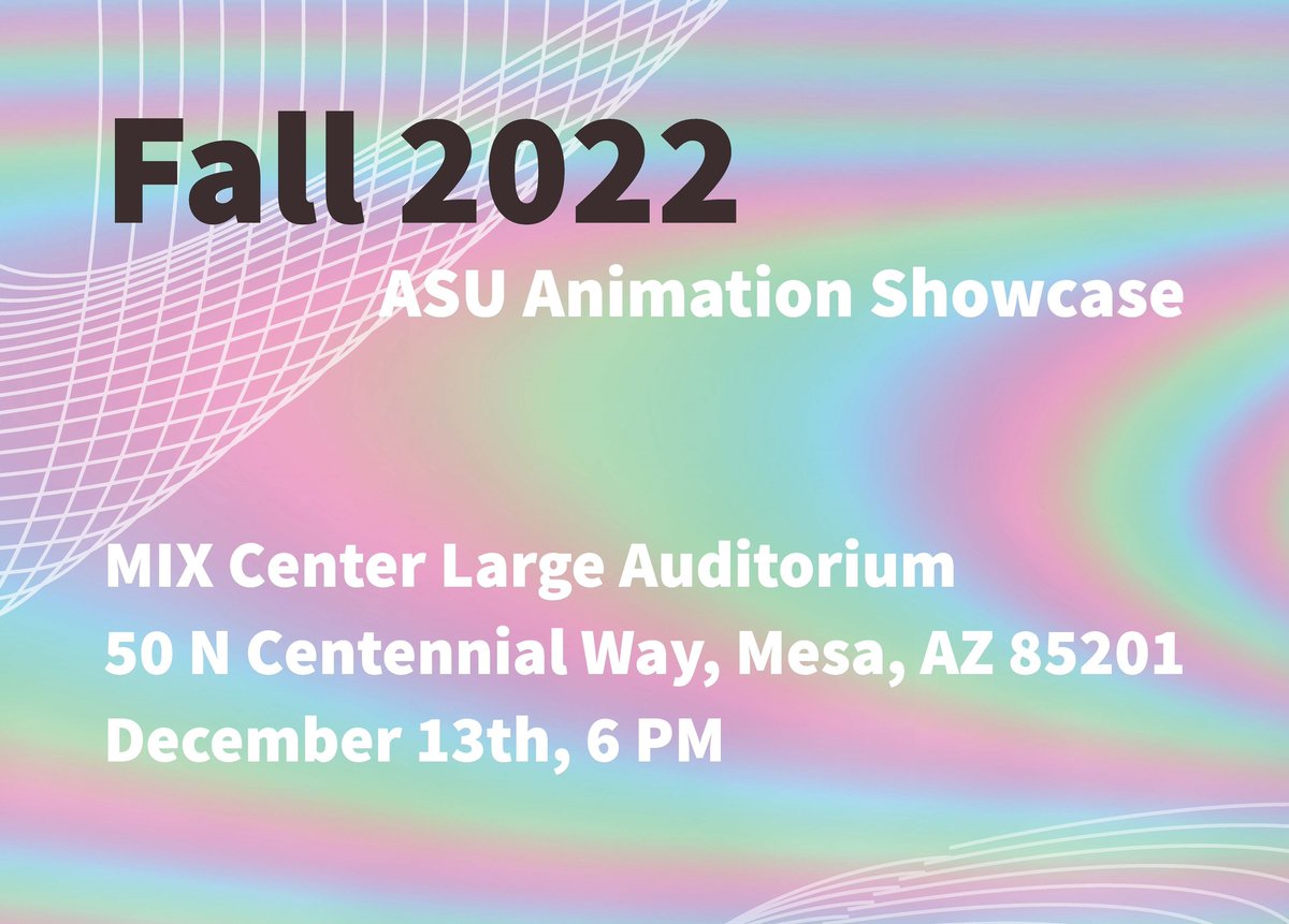 Tonight!

FALL 2022 ANIMATION SHOWCASE
Dec 13 │ 6 pm

Come see the animation capstone projects and juried animation from Fall 2022 at this red carpet event on the second largest screen in Arizona at the new ASU MIX Center.