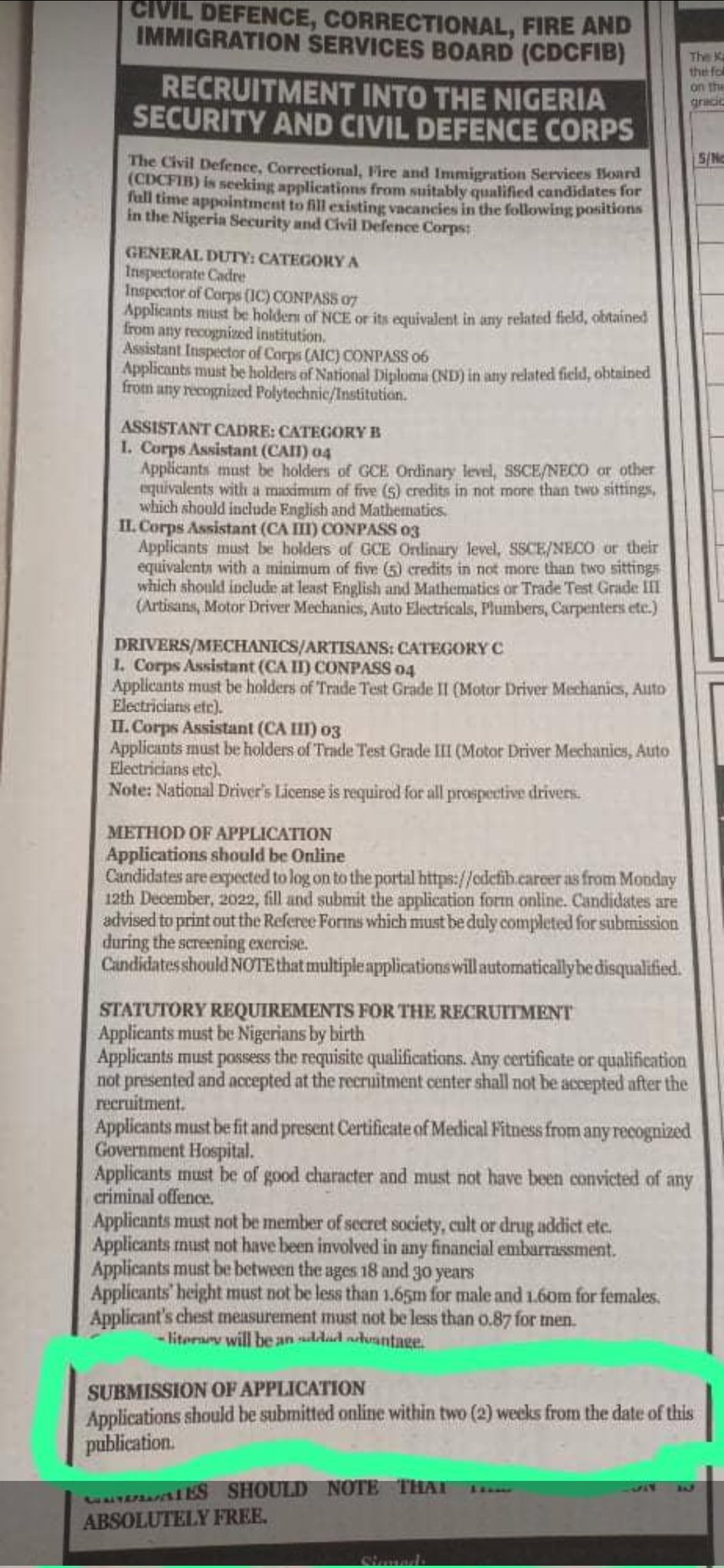 Ololade Ajayi on X: &ldquo;Recruitment into Nigeria Security and Civil 