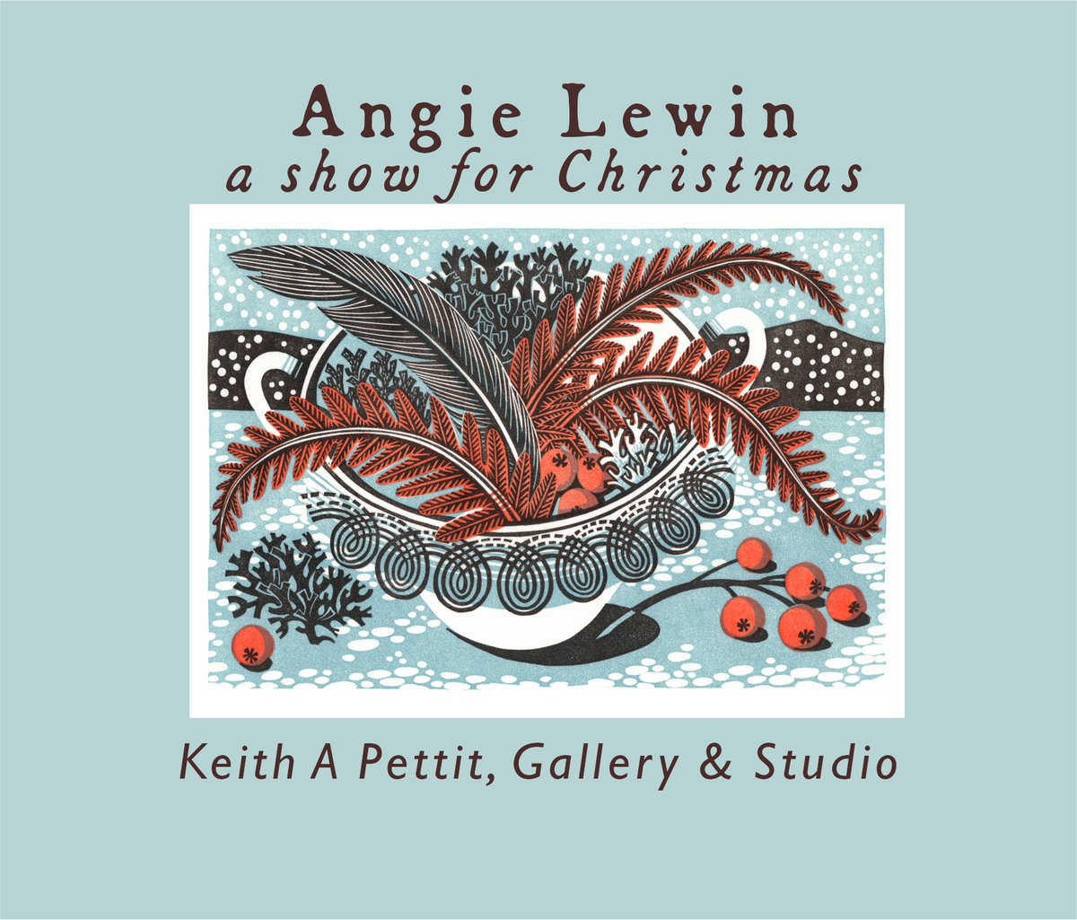 Almost time for my Christmas Open Studio. Featuring the work of the incredible Angie Lewin. Starts next Tuesday.
I look forward to seeing you, I'll have the workshop fire lit ready to welcome you. https://t.co/BAh88nxmID