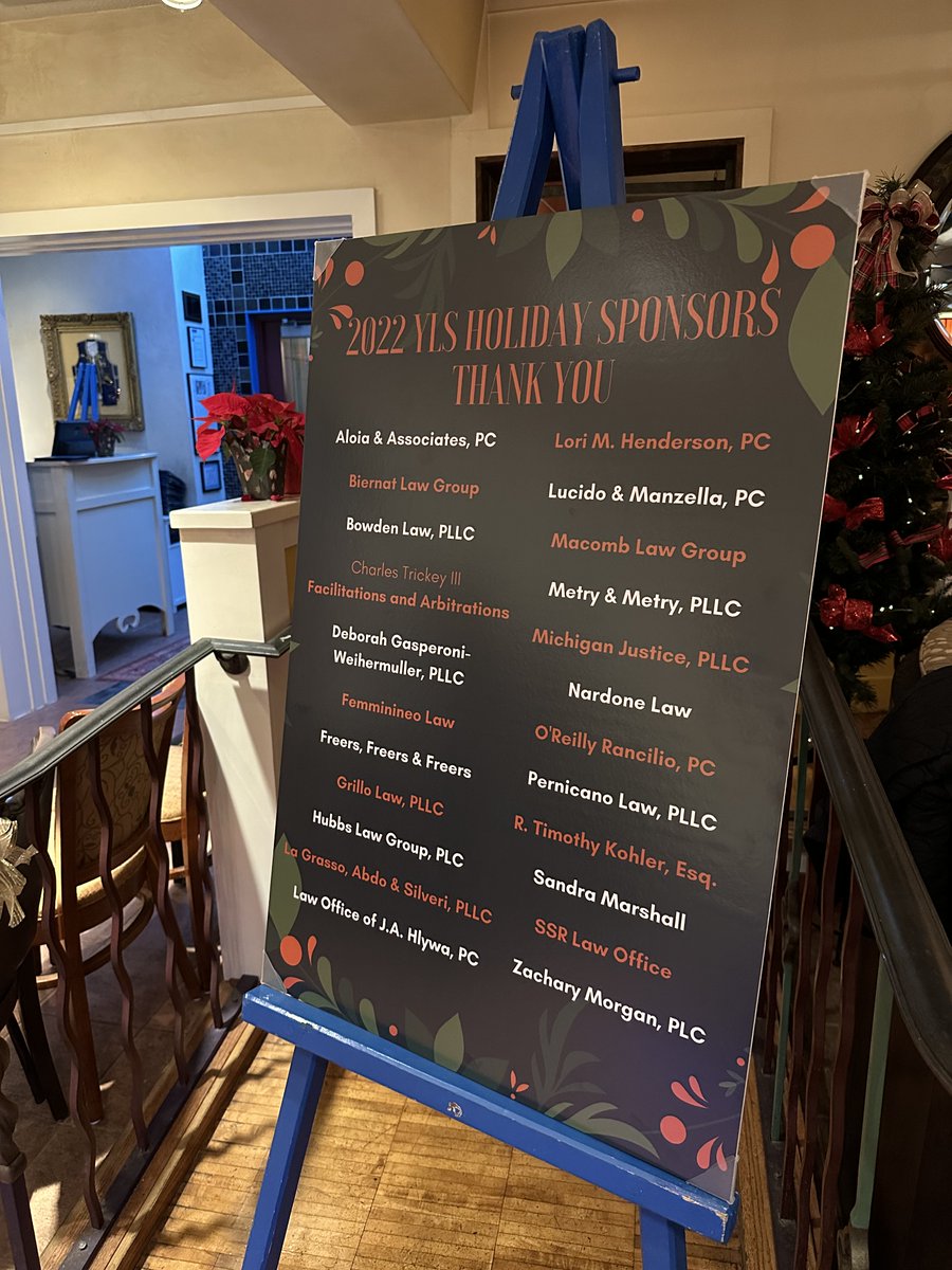 MacombBar's tweet photo. Thank you to our sponsors for helping our Young Lawyers Section put on such a wonderful holiday party last night!!!❄️☃️ https://t.co/dndxf8y5A8