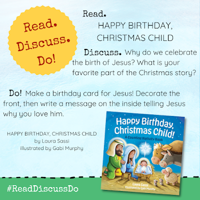 ReadDiscussDo's tweet photo. New! A review of HAPPY BIRTHDAY, CHRISTMAS CHILD! by @LauraSassiTales, illustrated by Gabi Murphy. Plus ten discussion starters to help you share the news of Christmas! @LauraSassiTales #ChristmasBooks #kidlit #ReadDiscussDo https://t.co/lCLQCk6I8m https://t.co/40v8to5Sru