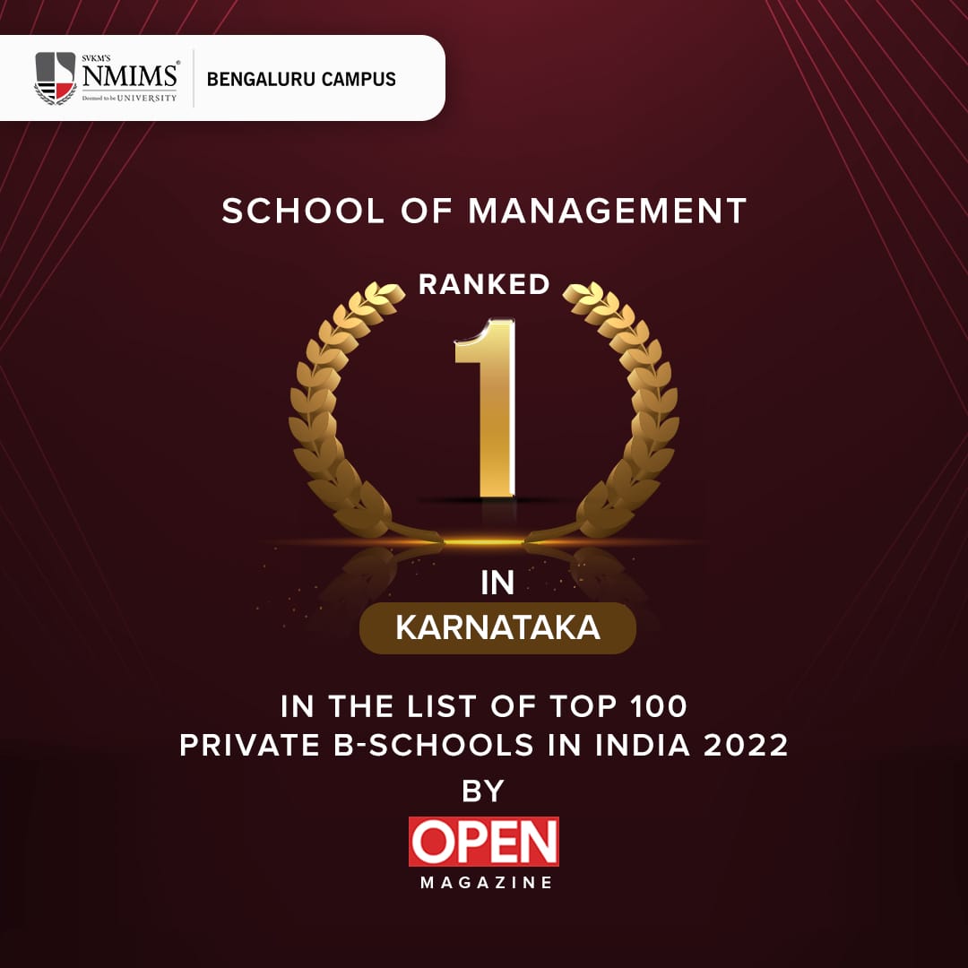 NMIMS School of Management,Bengaluru has been ranked #1 amongst the Top 100 Pvt B Schools in Karnataka by Open Magazine.

#NMIMS #Bengaluru #NMIMSian #university #school #education #learning #knowledge #students #topranked #bestinfrastructure #placement #buildnetwork #opportunity