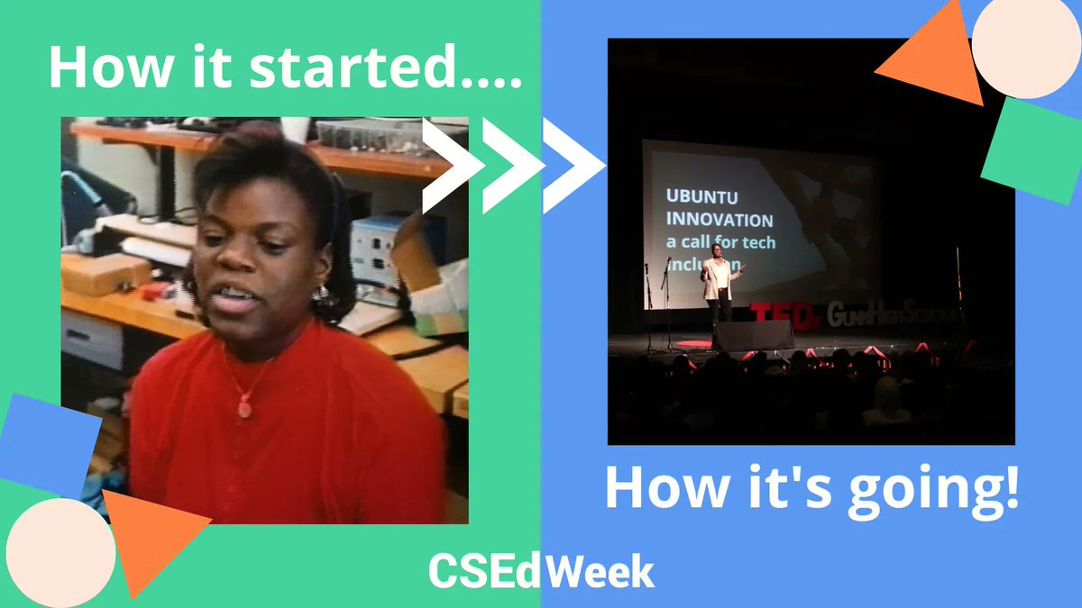 It started in high school being mentored into CS by @BellLabs employees in the 1980s. It was in this program I decided to pursue CS in undergraduate and graduate school. Today I am an education leader and TEDx speaker championing ubuntu innovation. #CSEdWeek #CelebratingProgress