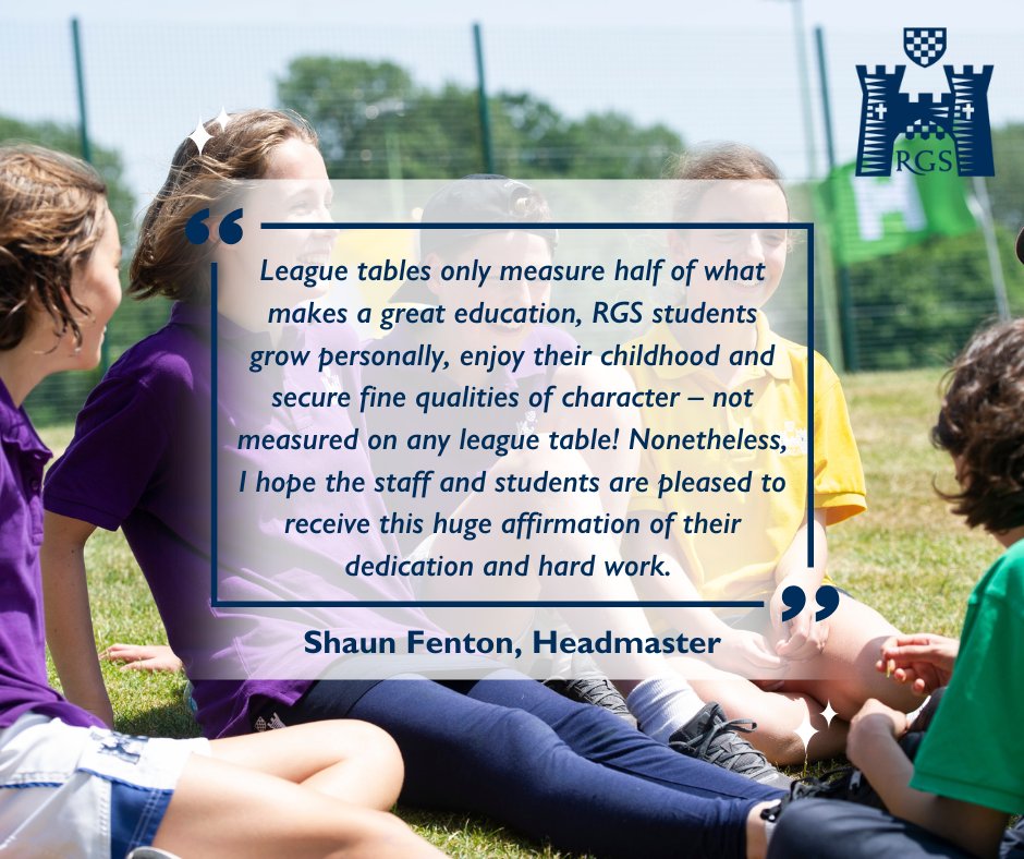 For nine years in a row, RGS has been the highest achieving co-educational day school in Surrey for academic achievement.