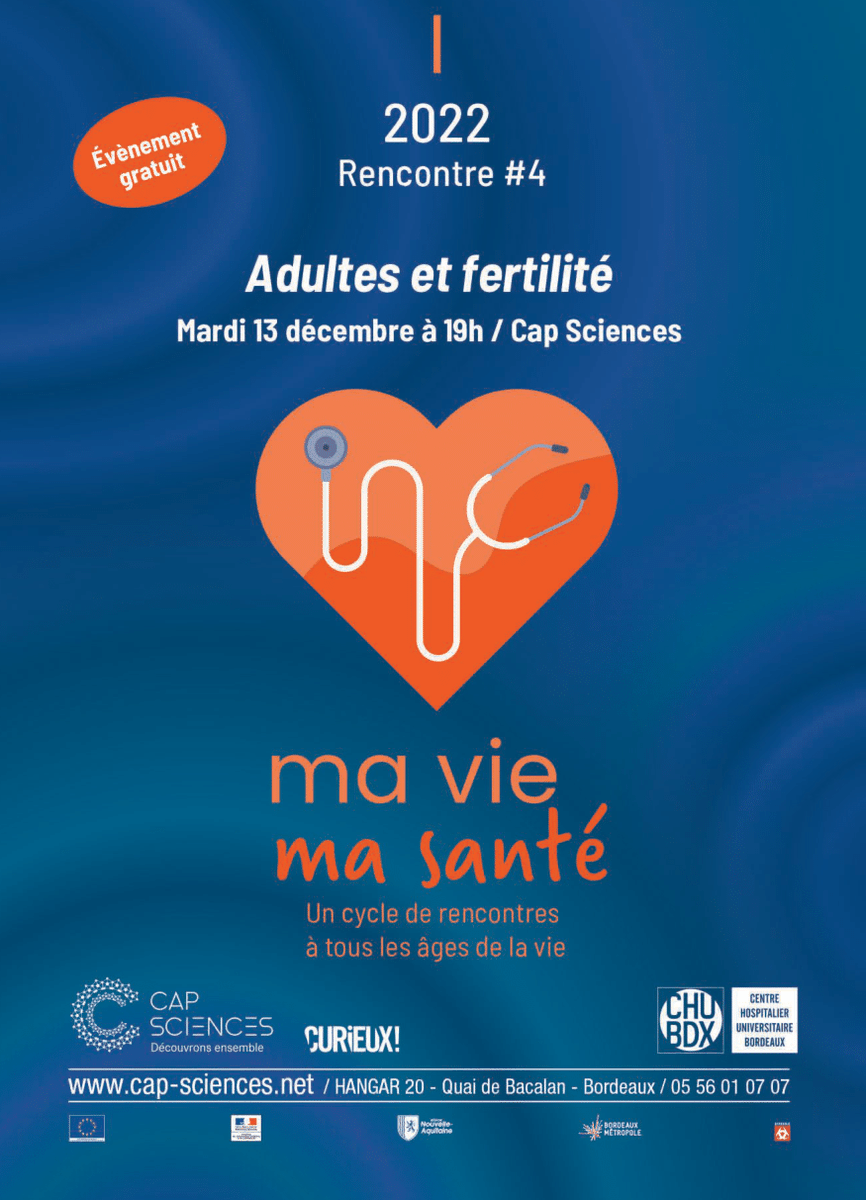 [#CONFERENCE] #4 Ma vie, ma santé🧡sur l'#adulte et la #fertilité
➡ J-1 ! RDV Mardi 13 décembre à 19h <a href="/capsciences/">Cap Sciences</a>
👥Dr Papaxanthos, chef du service de biologie de la reproduction au <a href="/CHUBordeaux/">CHU de Bordeaux</a> &amp; Dr Carriere
gynécologue, au centre Aliénor d'Aquitaine
👉chu-bordeaux.fr/Espace-m%C3%A9…