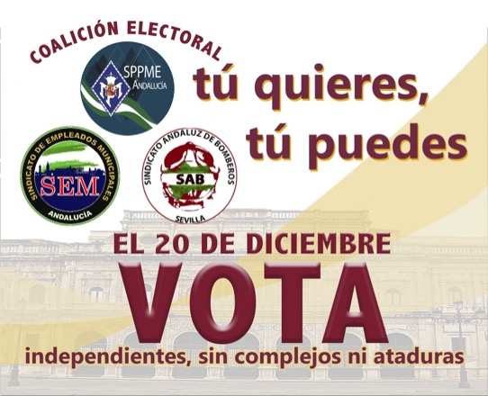 🙌 Unimos esfuerzo, trabajo, ilusión, al servicio de l@s emplead@s municipales del Ayuntamiento de #Sevilla

<a href="/SEMaytodSevilla/">SEM. SINDICATO DE EMPLEADOS MUNICIPALES</a> <a href="/SAB_Sevilla/">Sind. And. Bomberos</a> y Sppme-A Sevilla

🟢 Independientes 🟢 Sin Complejos 🟢 Ni Ataduras

🫵 tú quieres, tú puedes 🫵

#ApoyaTuCoalición el #20diciembre #Vota 🗳️