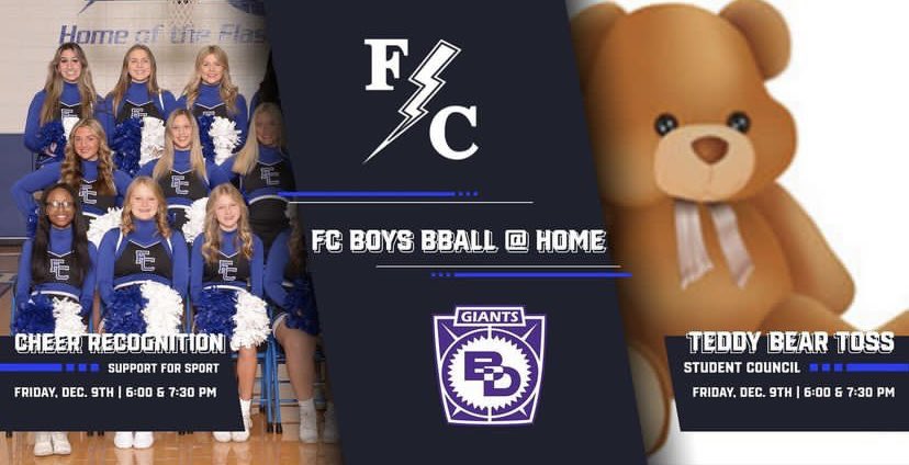 FC_fansection's tweet photo. ⚡️Home basketball game tnght JV @6 Varsity follows vs Ben Davis⚡️
Teddy Bear Toss🧸
Theme: Construction🦺🚧 https://t.co/xblILGUIJy