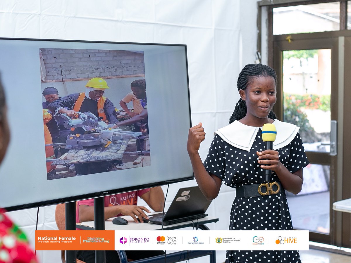 KumasiHive's tweet image. Our Digitizing Manufacturing National Pre-Tech Female Training ends today with a presentation from our ladies. 

They summarized the entire topics they covered during their 3-weeks training phase in their presentation. 

#LadiesInTech #Ghana #pretechskills #HiveTraining