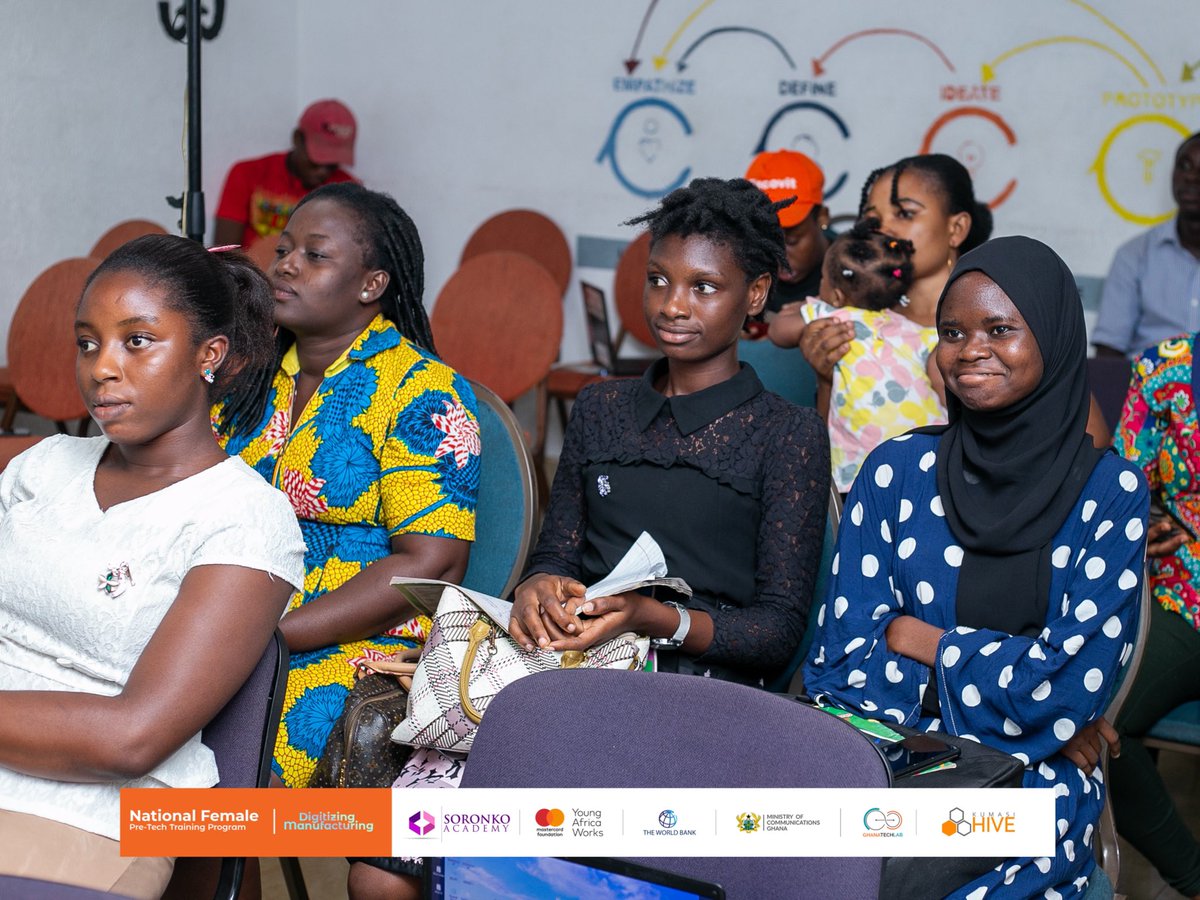 KumasiHive's tweet image. Our Digitizing Manufacturing National Pre-Tech Female Training ends today with a presentation from our ladies. 

They summarized the entire topics they covered during their 3-weeks training phase in their presentation. 

#LadiesInTech #Ghana #pretechskills #HiveTraining