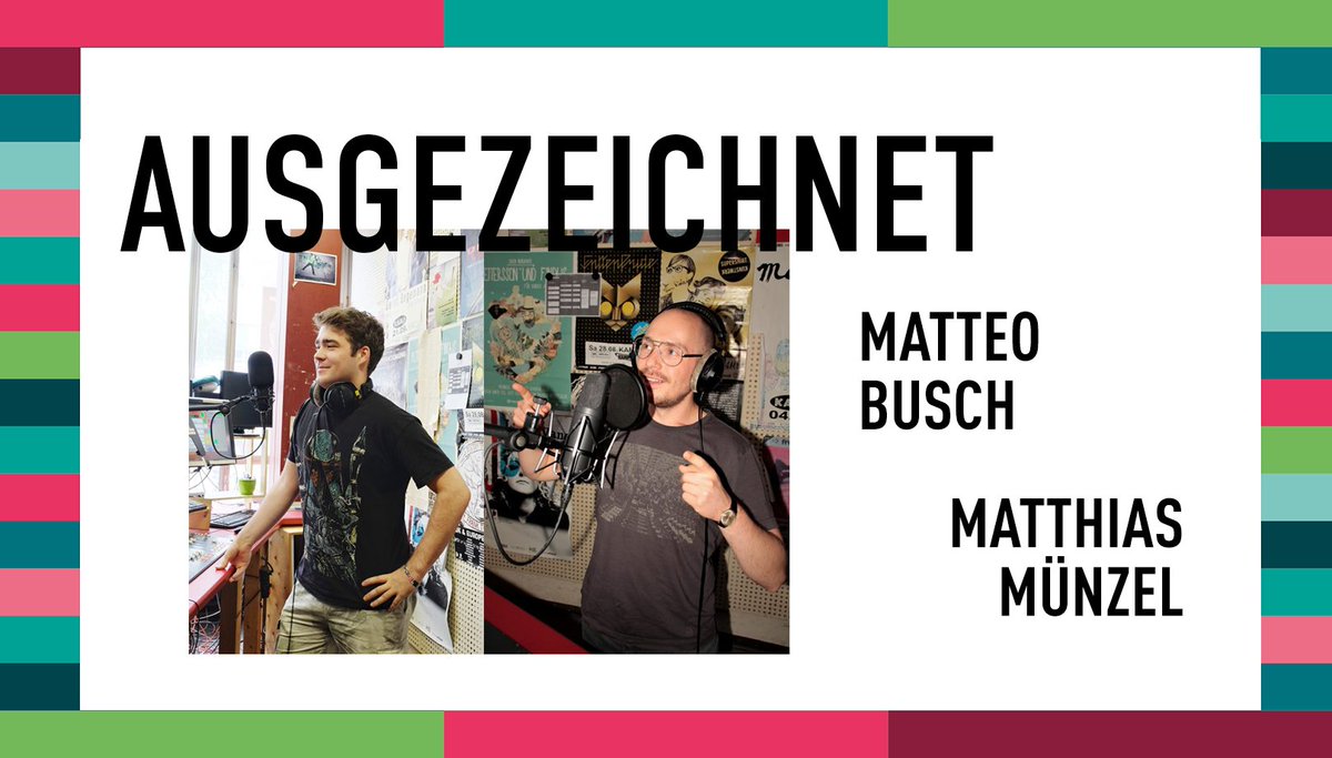 Matteo Busch und Matthias Münzel von <a href="/Hertz879/">Hertz 87.9</a> dürfen für ihren Beitrag „Hertz Reloaded (Extended Directors Cut)“ heute mit einem Sonderpreis nach Hause gehen. Gratulation!