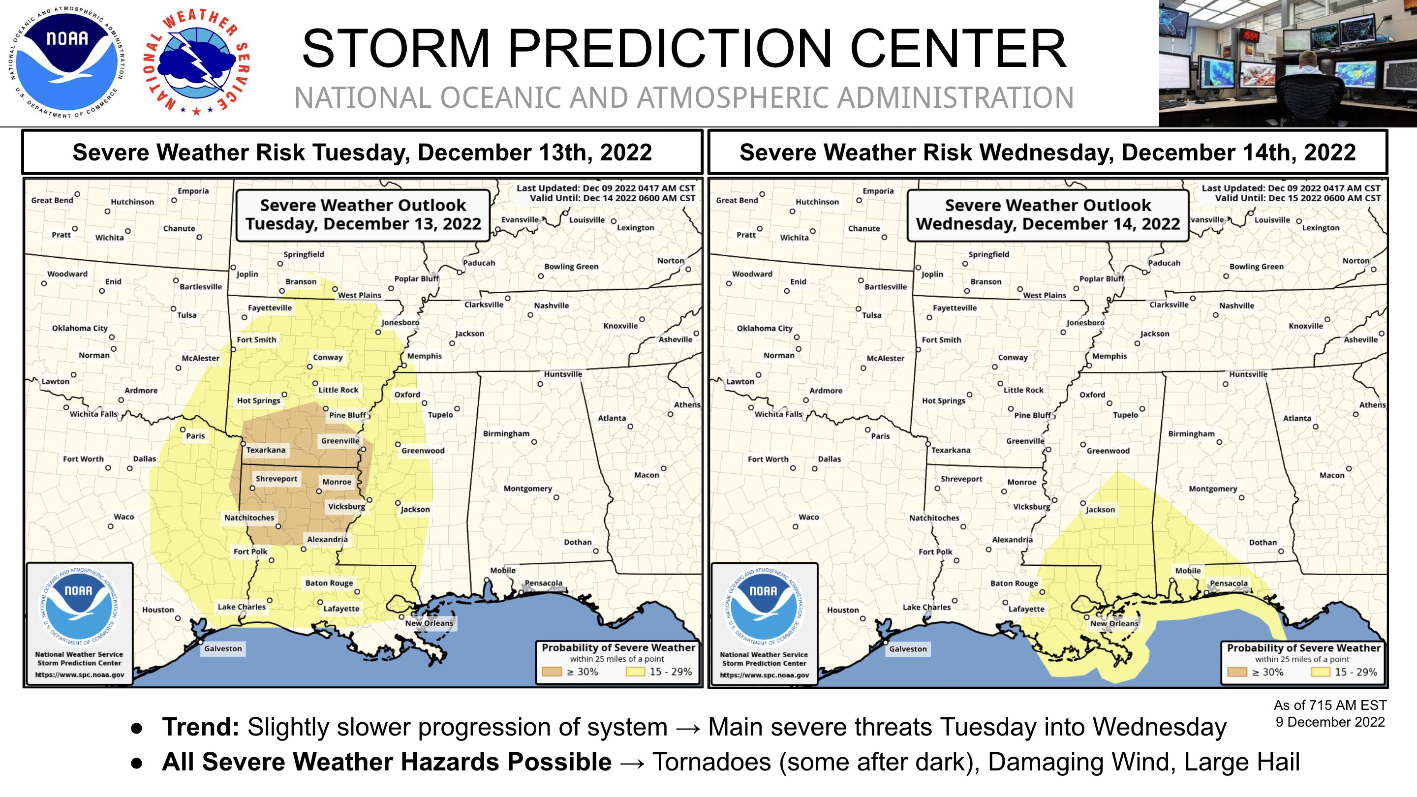 NWS Storm Center Twitter: "12/9/22: Severe storms capable of all hazards (including tornadoes) are expected across the lower Mississippi Valley on Tuesday 12/13, spreading eastward the central Gulf