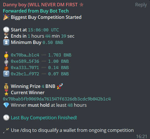 Don't sleep on our biggest buy competition! There's 4 BNB to win! 😱
Still more than 1,5 hour left! Make sure to join our tg and don't be too late for our daiy contests! #babyFLOC