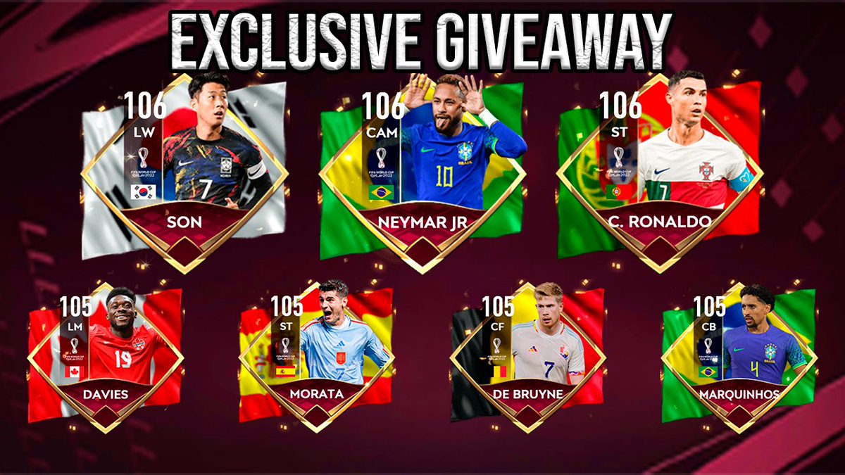 LuixenS's tweet image. EXCLUSIVE WORLD CUP CARD GIVEAWAY THANKS TO @EAFIFAMOBILE 

Requirements:
- Follow @EAFIFAMOBILE and @LuixenS 
- RT this Tweet

As simple as that! 
Good luck to everyone 🫂

*Only 1 winner will be chosen, the giveaway will be actuve until 14/12/2022 at reset