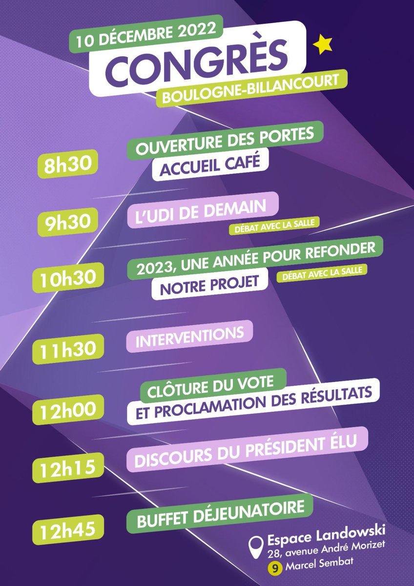 Je suis heureux d’accueillir mon ami <a href="/JLBorloo/">Jean-Louis BORLOO</a> au Congrès #UDI qui aura lieu demain samedi 10 décembre à Boulogne-Billancourt. 
Première prise de parole politique depuis 10 ans