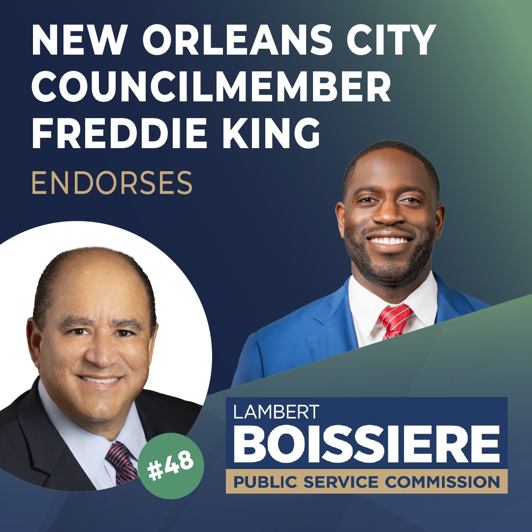 I'm honored to have the endorsement of New Orleans Councilmember Freddie King. Thank you for your support to continue serving as Public Service Commissioner.

Election day is this Saturday, December 10