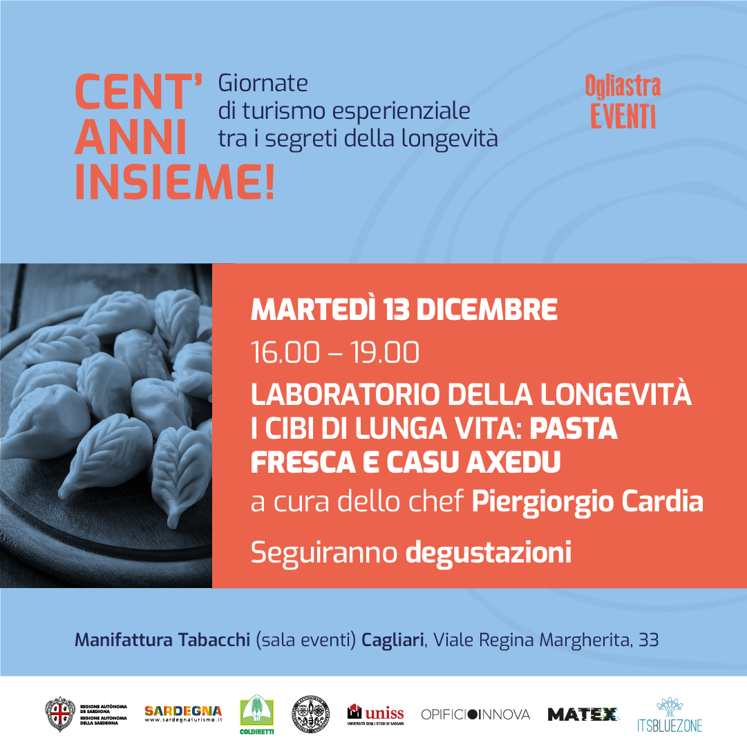 🍳 Non perderti il laboratorio di cucina sulla PASTA FRESCA e sul CASU AXEDU.
Seguiranno degustazioni gratuite e consegna di gadget.
I posti a disposizione stanno per terminare, iscriviti e partecipa gratuitamente ai laboratori: bit.ly/centanni-insie… ✍️