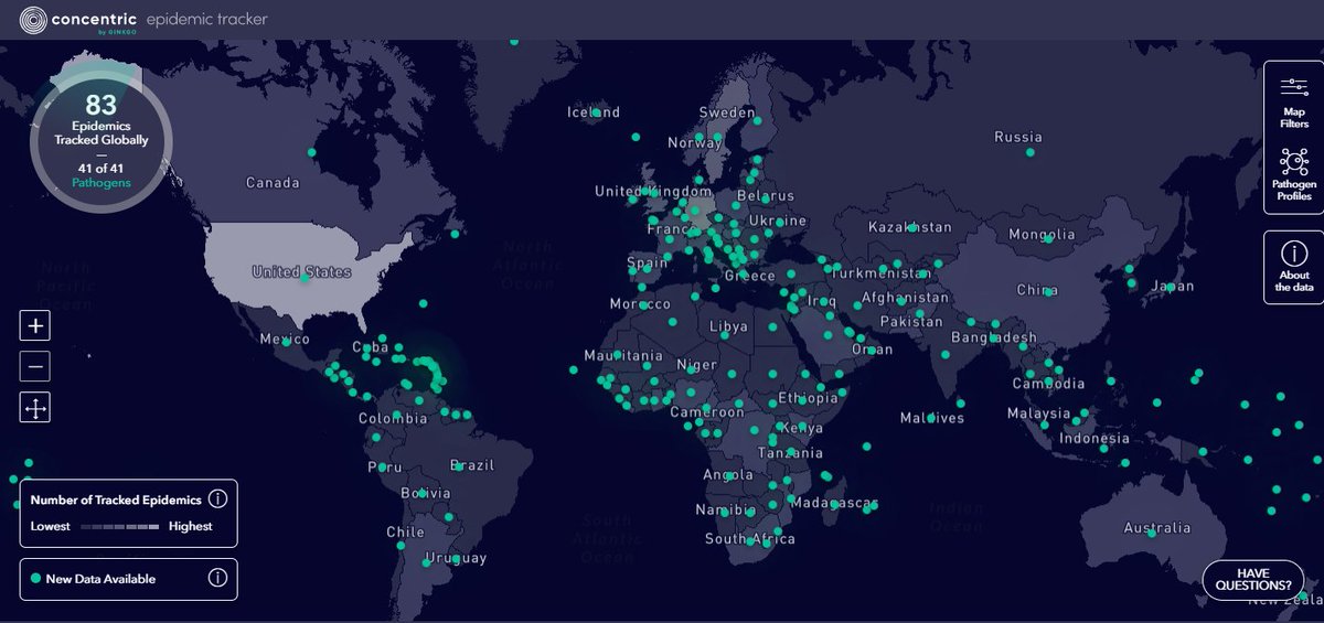 Ginkgo_Biosec's tweet image. Make some space in your favorite bookmarks—our real-time epidemic tracker just debuted on our home page! Take a look at dozens of different epidemics being tracked around the world, broken down by country and pathogen: concentricbyginkgo.com @OurWorldinData
