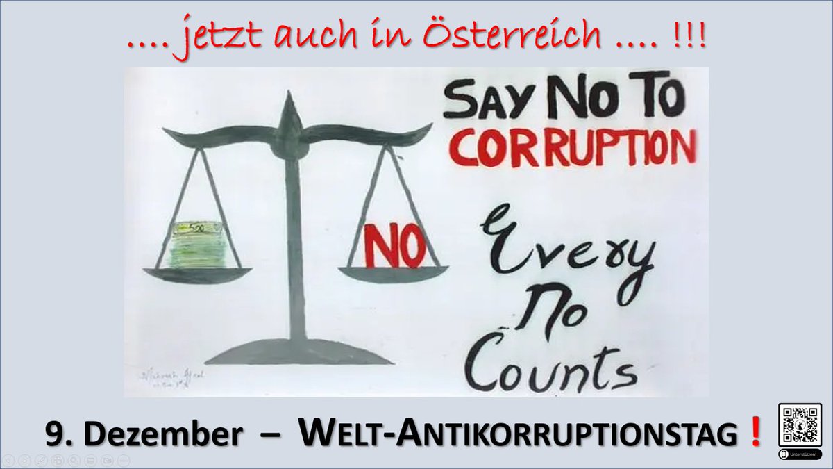 Anlässlich des Welt-Antikorruptionstags am 9.12.2022: Das Wiener Forum in der „Allianz gegen Korruption“ in einem offenen Brief an politische Entscheidungsträger:
antikorruptionsbegehren.at/wp-content/upl…