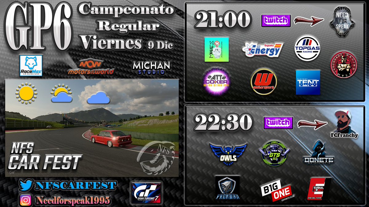 GTSpain92's tweet image. 🏁 | ¡Last Round baby!

🏆 | @NFSCARFEST
⏱️ | 22:30
🏎 | BMW M3 Sport Evolution '89
🕹 | @PELENIDA01 + @jordiunocinco
👨‍🎨 | @GTS92_Fran9
📷 | @GTS92_Fran9
📍 | Lago Maggiore
🎥 | twitch.tv/fcfranchy

#GTS92 
citecgroup.com
vayajamones.com