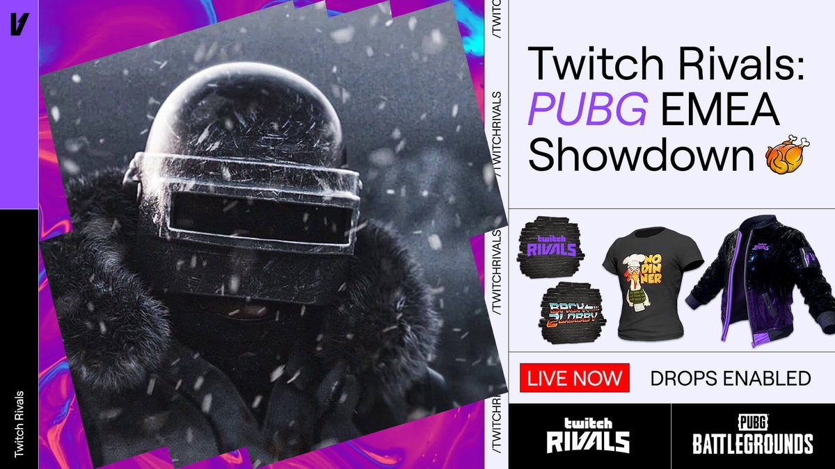 Ready up and DROP IN 🪂

8 teams battle for $100K across 4 wild matches in #TwitchRivalsPUBG 🤜🤛

Watch &amp; earn Drops now: twitch.tv/twitchrivals

See you in chat!